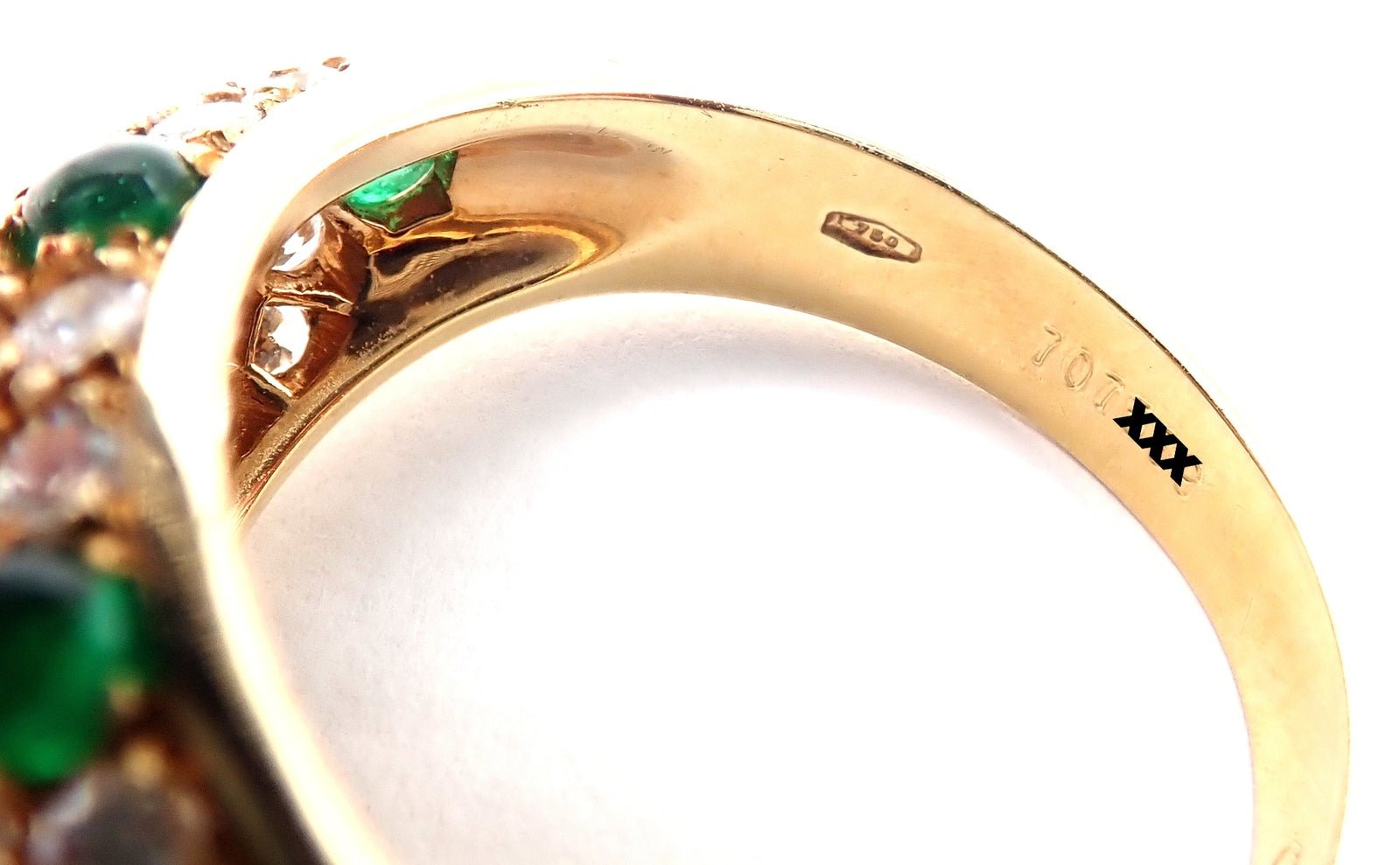 Authentic! Vintage Cartier Panthere 18k Yellow Gold Diamond Emerald Ring | Fortrove