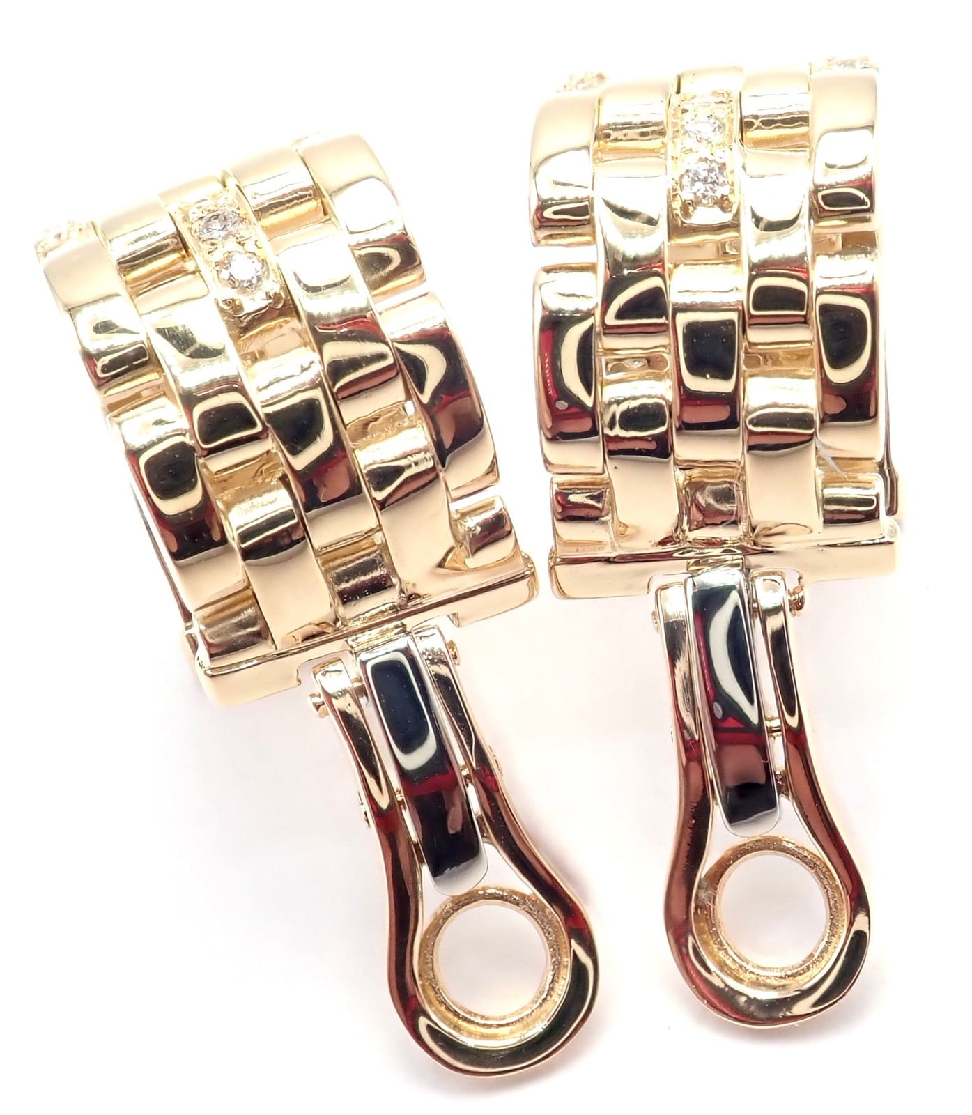 Cartier Jewelry & Watches:Fine Jewelry:Earrings Authentic Cartier Maillon Panthere 18K Gold Diamond Five Row Link Gold Earrings