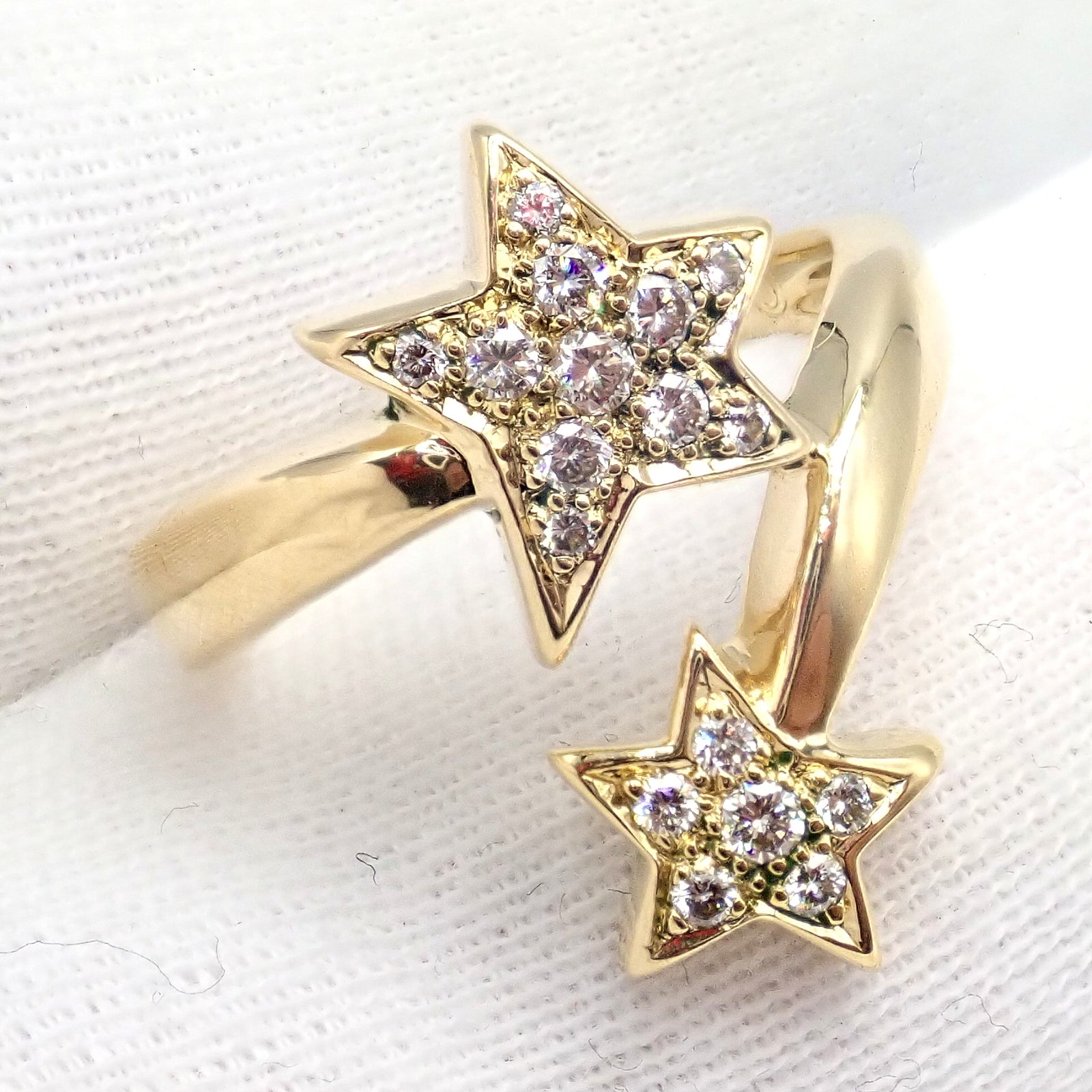Chanel Jewelry & Watches:Fine Jewelry:Rings Chanel Comete 18k Yellow Gold Diamond Cocktail Stars Ring sz 6.5