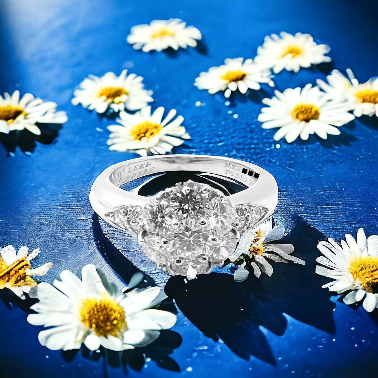 Authentic! Van Cleef & Arpels Platinum Diamond Fleurette Flower Ring | Fortrove