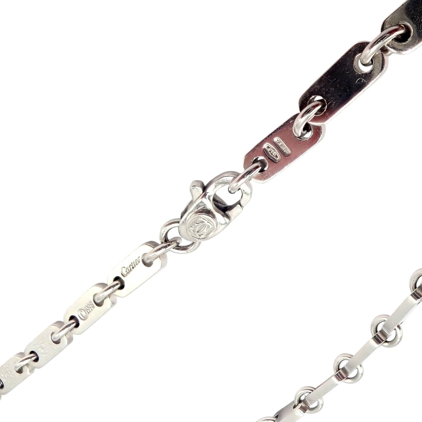 Authentic! Cartier 18k White Gold Flat Link Necklace 17.75" 1998 | Fortrove