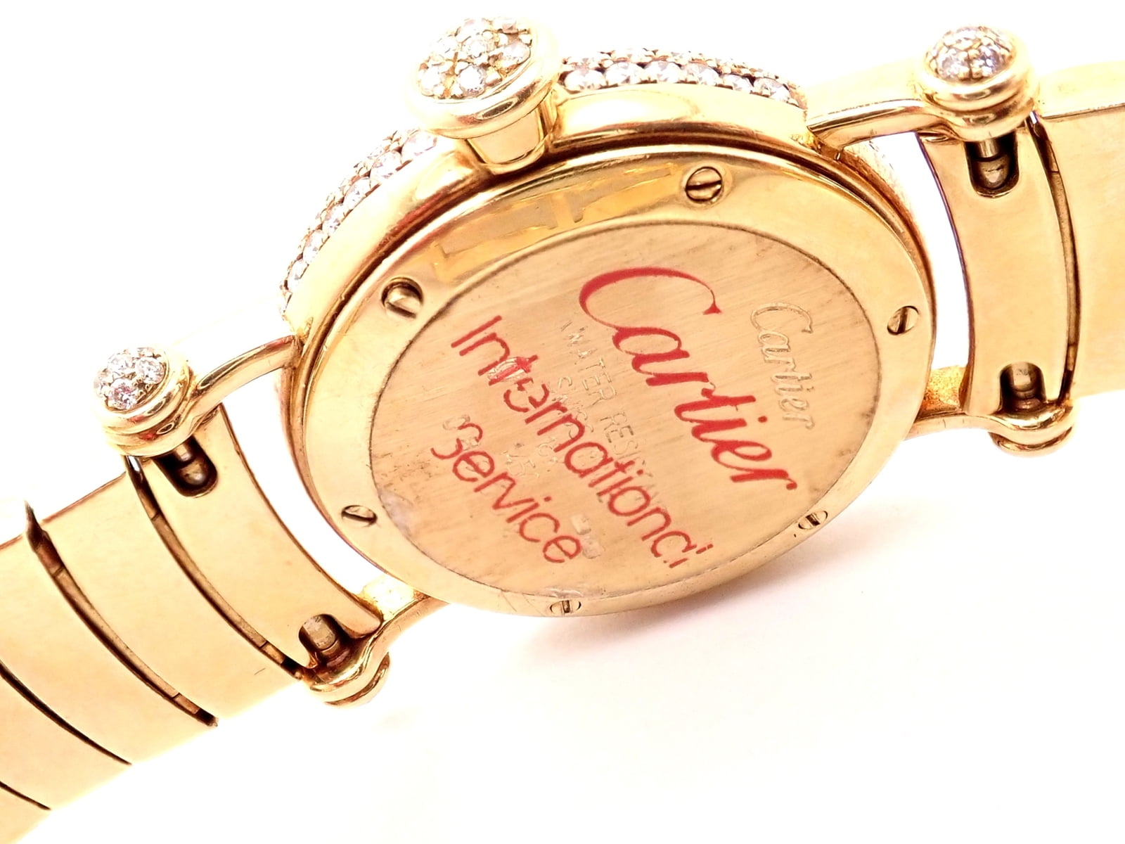 Cartier Jewelry & Watches:Watches, Parts & Accessories:Watches:Wristwatches Authentic! Cartier Diabolo Pave 15ct Diamond 18k Yellow Gold Quartz Watch 1450