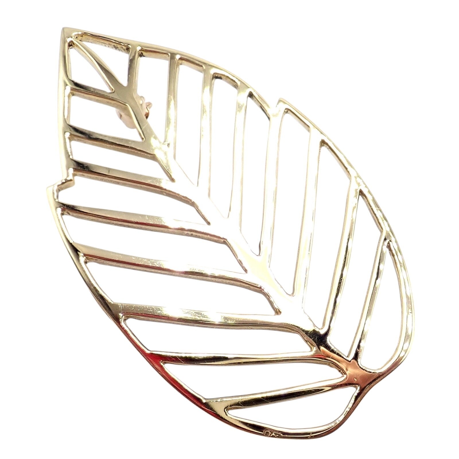 Authentic! Tiffany & Co Angela Cummings 18k Yellow Gold Leaf Pin Brooch 1981 | Fortrove