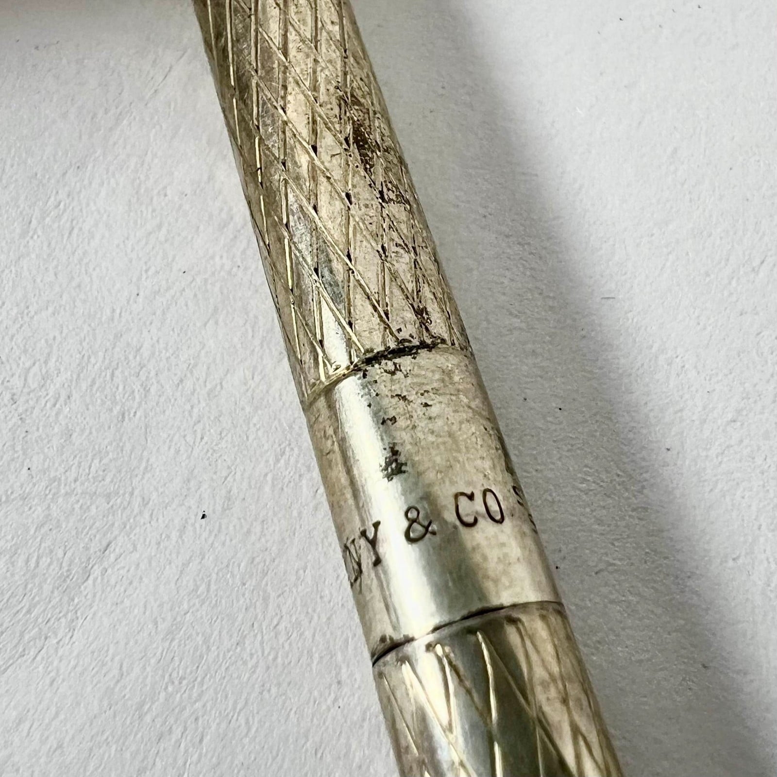 Tiffany & Co. Collectibles:Pens & Writing Instruments:Pens:Ballpoint Pens:Other Collectible Ballpoint Tiffany & Co. Diamond-Textured Sterling Silver Ballpoint Pen