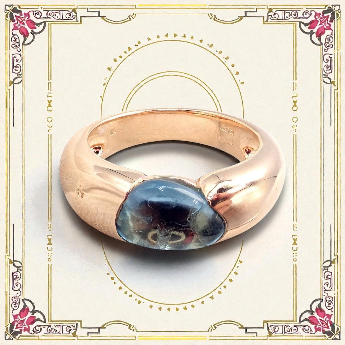 Pomellato Jewelry & Watches:Fine Jewelry:Rings Rare! Authentic Pomellato 18k Rose Gold Sassi Large Blue Topaz Ring Sz 6.5