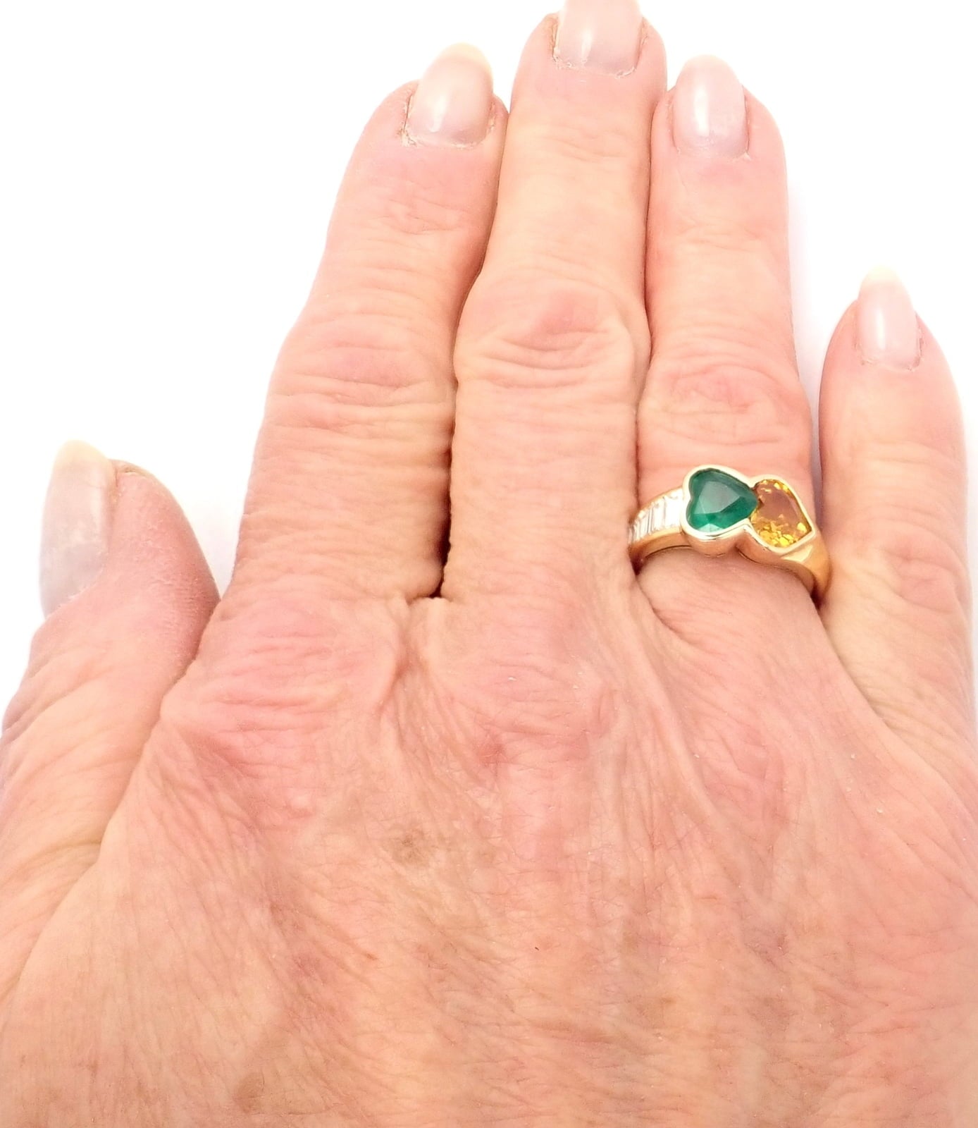 Van Cleef & Arpels Jewelry & Watches:Fine Jewelry:Rings Authentic Van Cleef & Arpels 18k Gold Diamond Emerald Yellow Sapphire Ring Paper