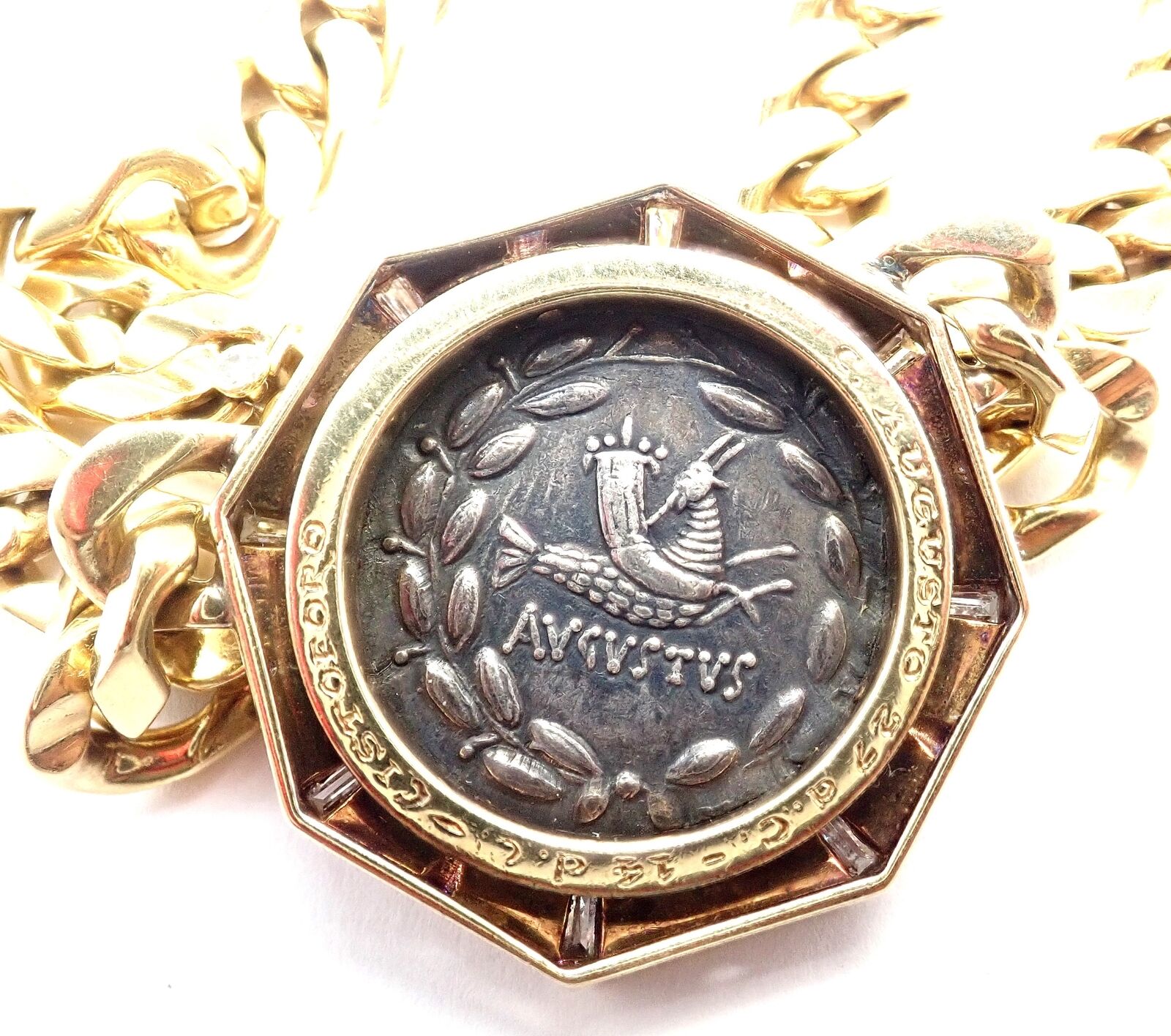 Rare! Bvlgari Bulgari 18k Yellow Gold Diamond Monete Antique Coin Link Necklace | Fortrove