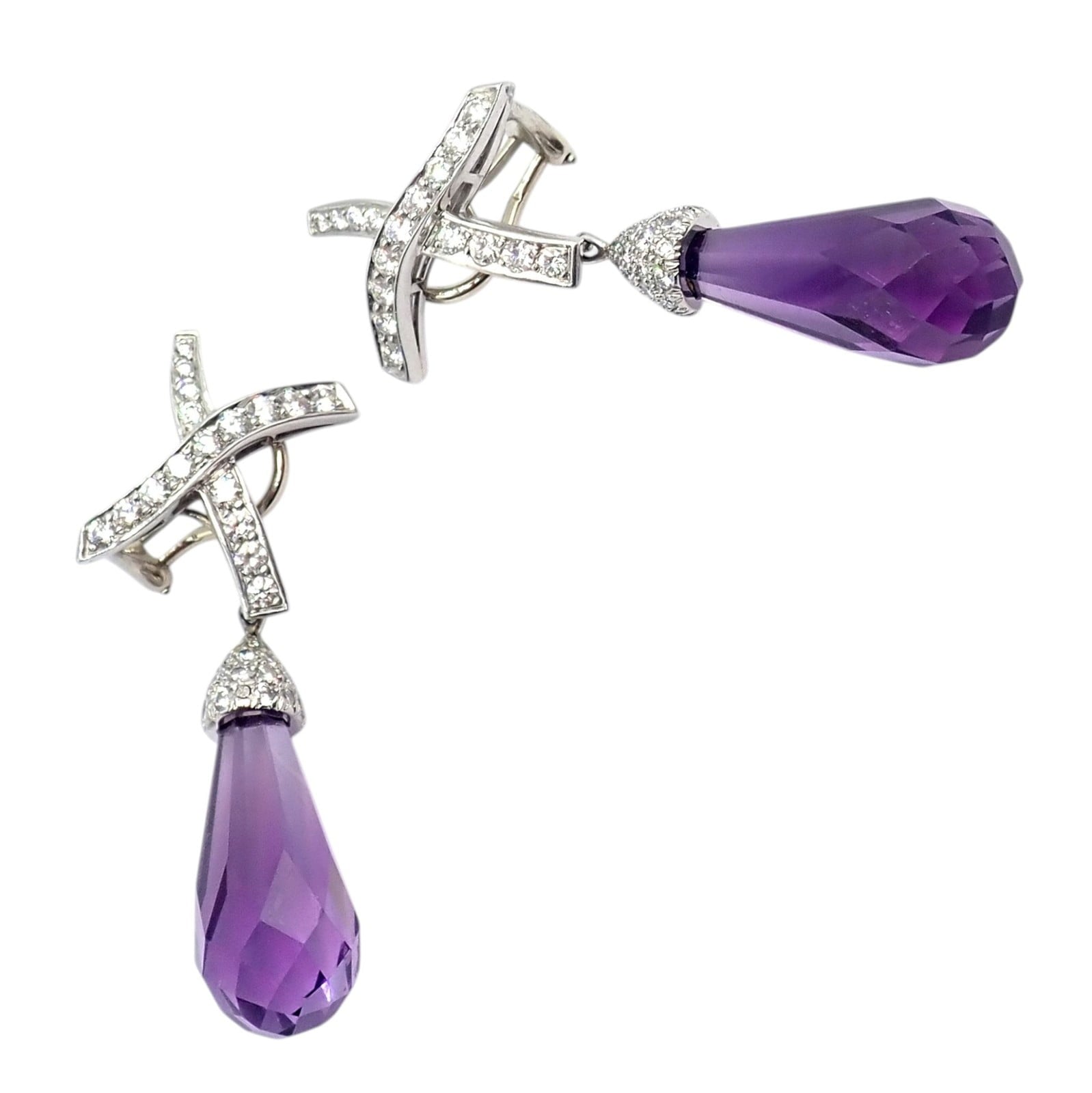 Paloma Picasso for Tiffany & Co. Jewelry & Watches:Fine Jewelry:Earrings Tiffany & Co Picasso Platinum X Drop Diamond Amethyst Night + Day Earrings 1985