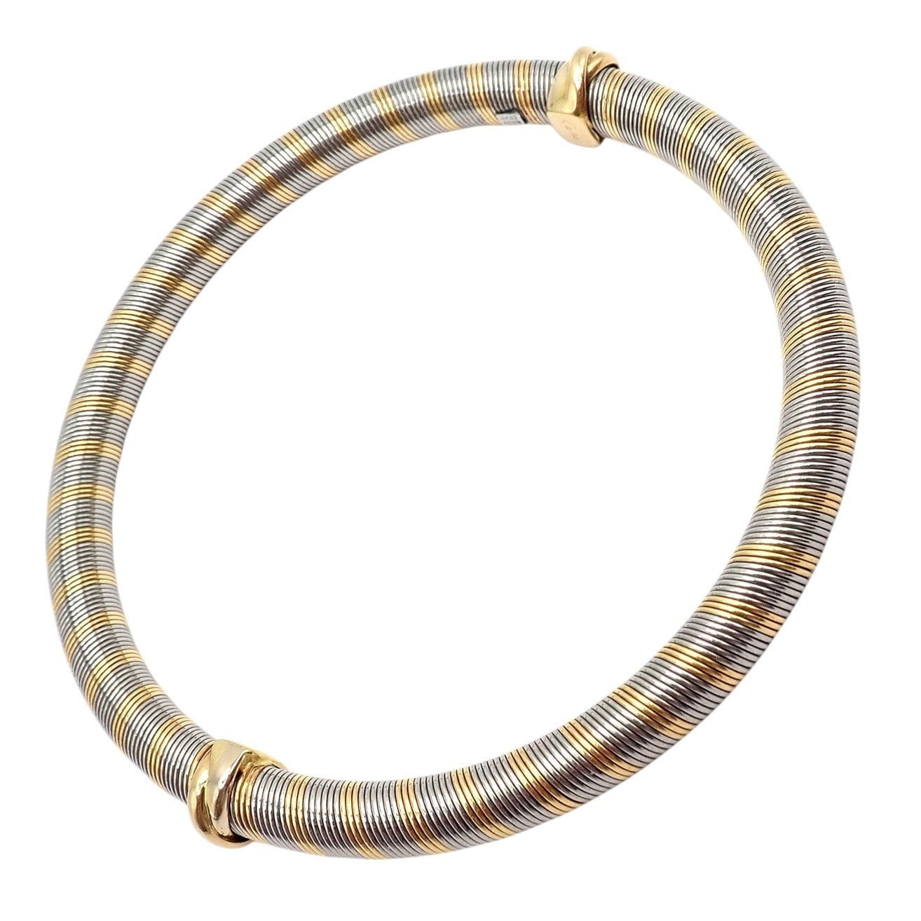 Authentic Vintage Cartier 18k Yellow Gold + Steel Bangle Trinity Bracelet | Fortrove