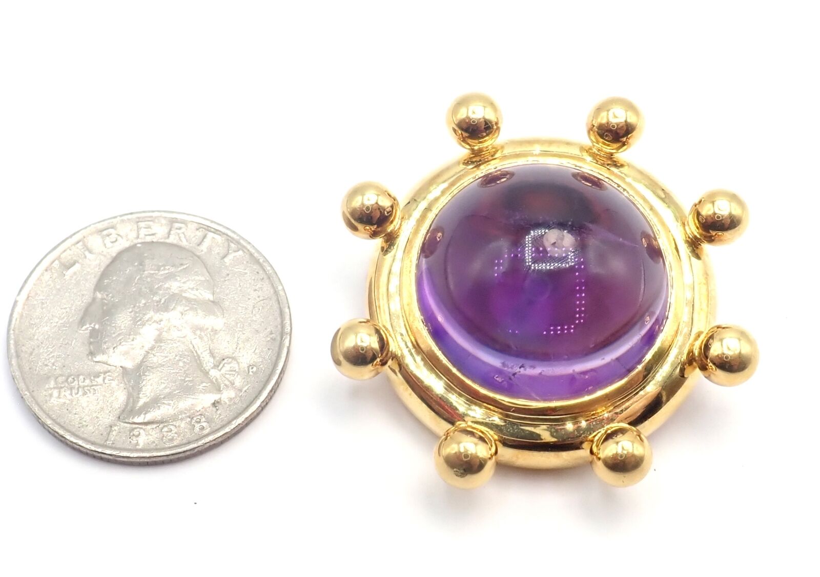 Authentic! Tiffany & Co Paloma Picasso 18k Yellow Gold Large Amethyst Pin Brooch | Fortrove
