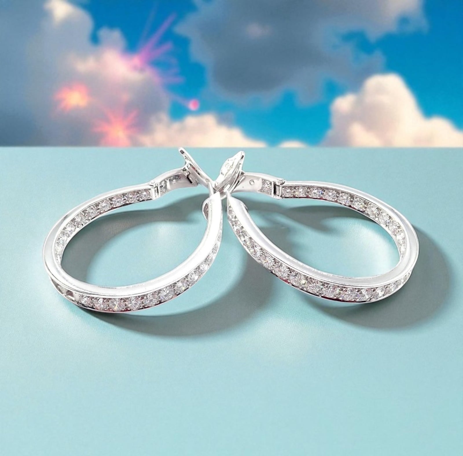 Van Cleef & Arpels Jewelry & Watches:Fine Jewelry:Earrings Van Cleef & Arpels Avignon 18k White Gold Diamond Large Hoop Earrings