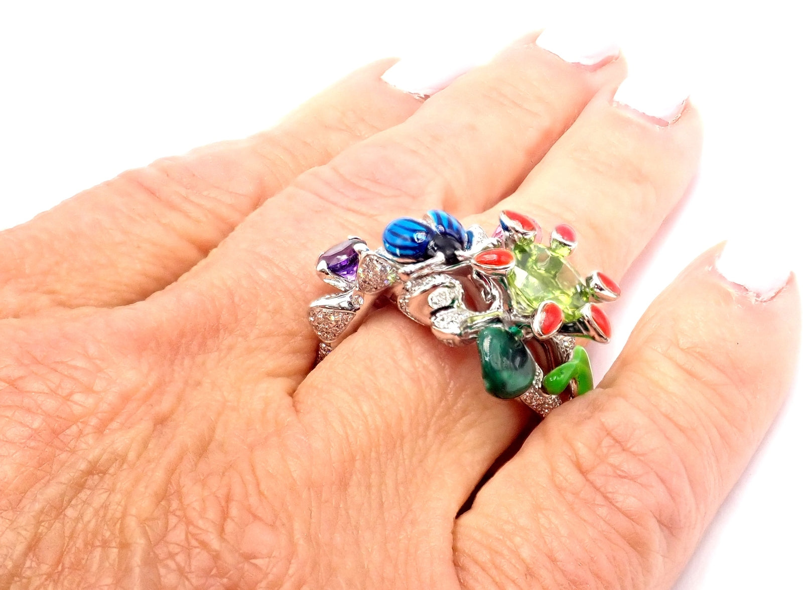 Christian Dior Milly Carnivora Epinosa 18k Gold Diamond Peridot Tourmaline Ring | Fortrove