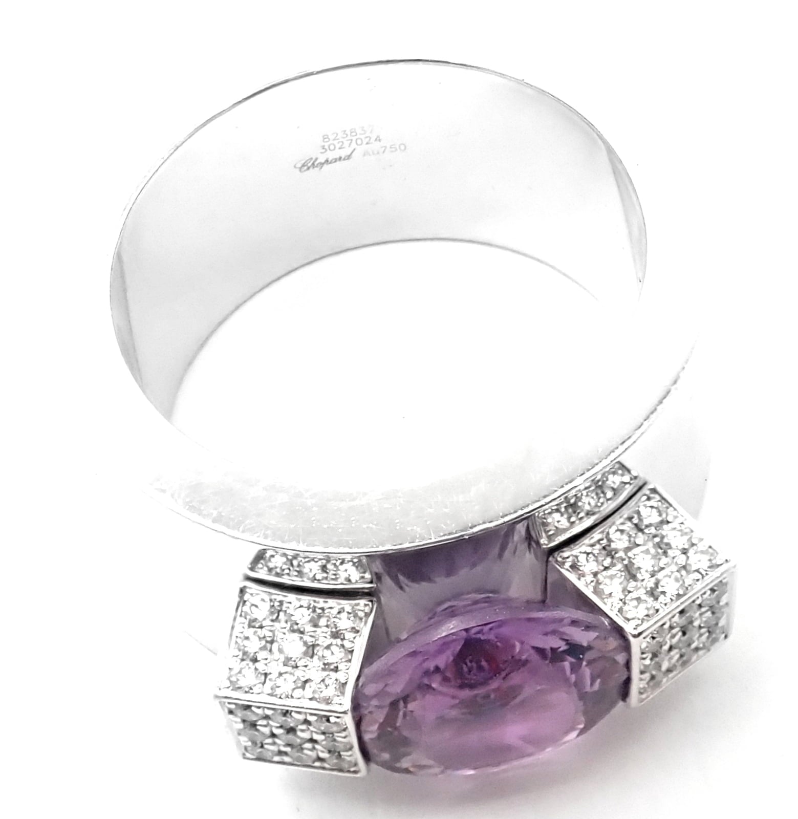 Chopard Jewelry & Watches:Fine Jewelry:Rings Authentic! Chopard 18k White Gold Diamond Amethyst Wide Band Ring