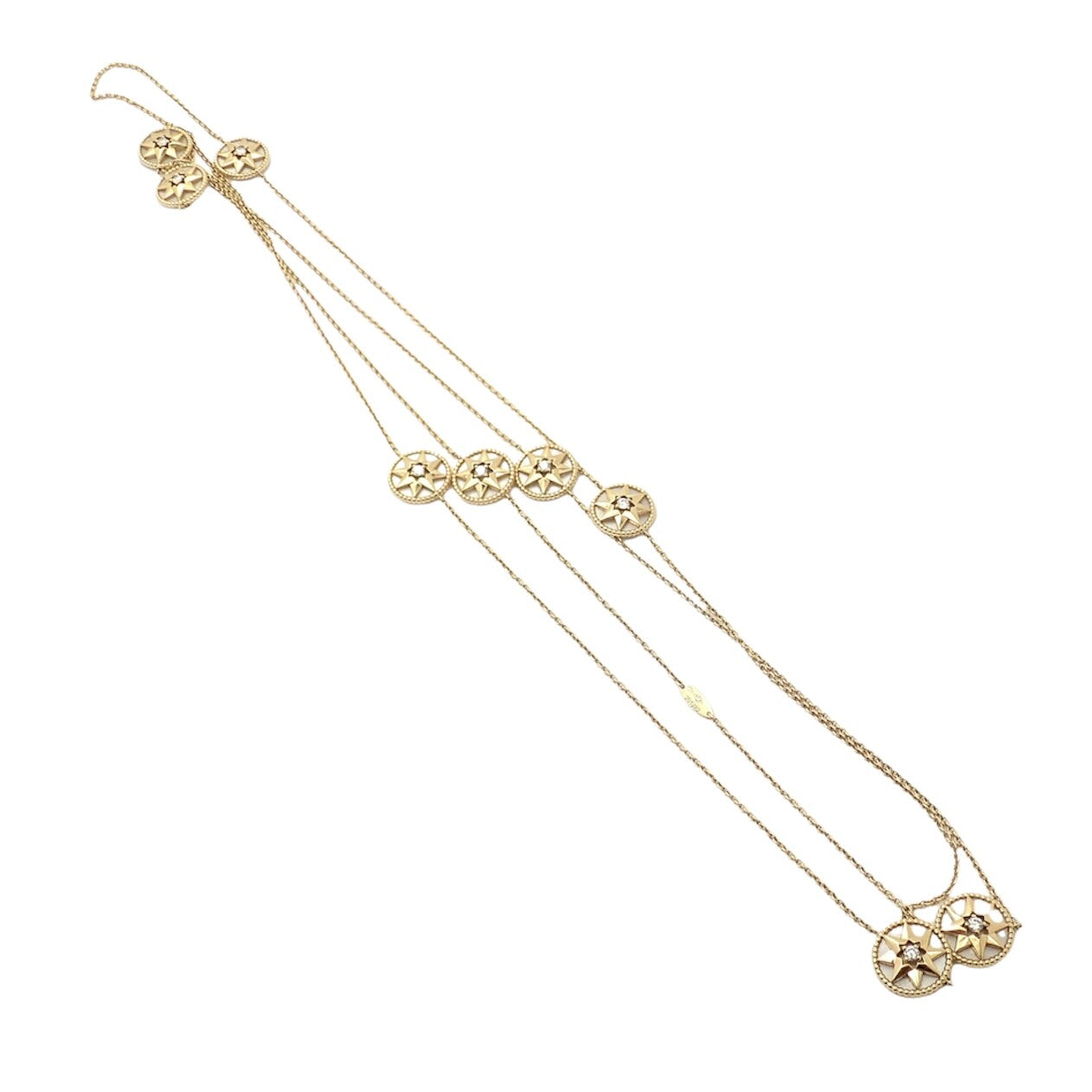 Christian Dior 18k Gold Rose De Vents Mother Of Pearl Diamond 42" Long Necklace | Fortrove
