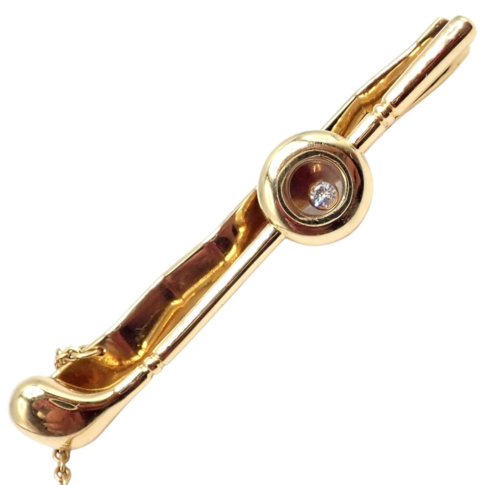 Authentic! Chopard 18k Yellow Gold Happy Diamond Golf Club Tie Clip | Fortrove