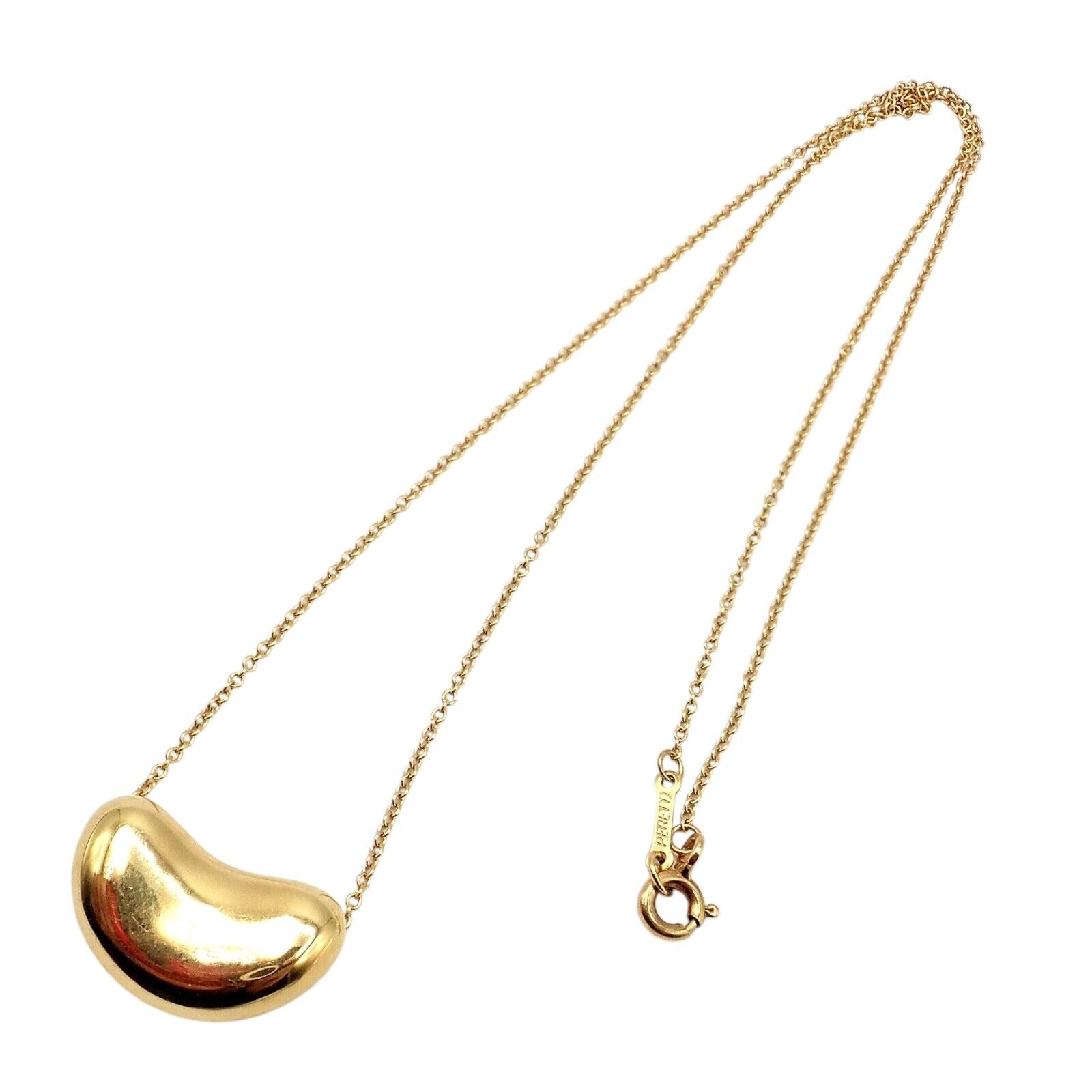 Authentic! Tiffany & Co Elsa Peretti 18k Yellow Gold Medium Bean Necklace | Fortrove