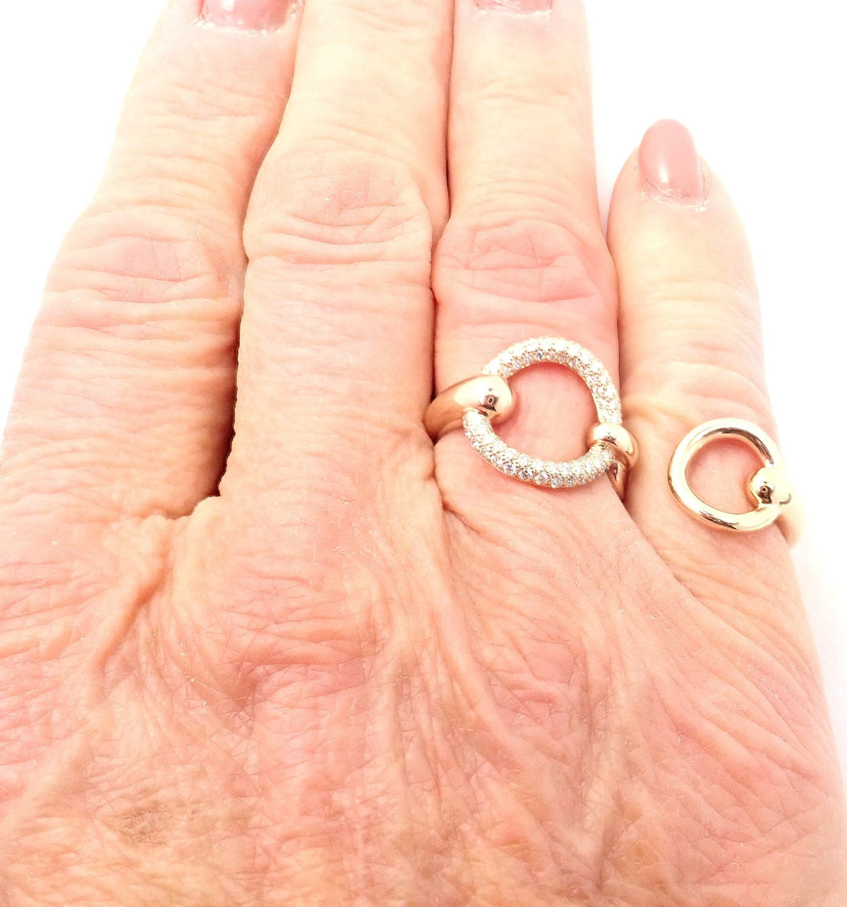 Hermes Jewelry & Watches:Fine Jewelry:Rings Authentic! Hermes 18k Rose Gold Diamond Filet d'Or Large Model Double Band Ring