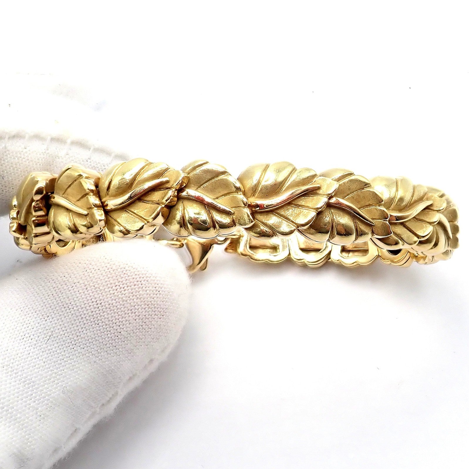Vintage! Authentic Tiffany & Co Leaf 18k Yellow Gold Link Bracelet 2002 | Fortrove