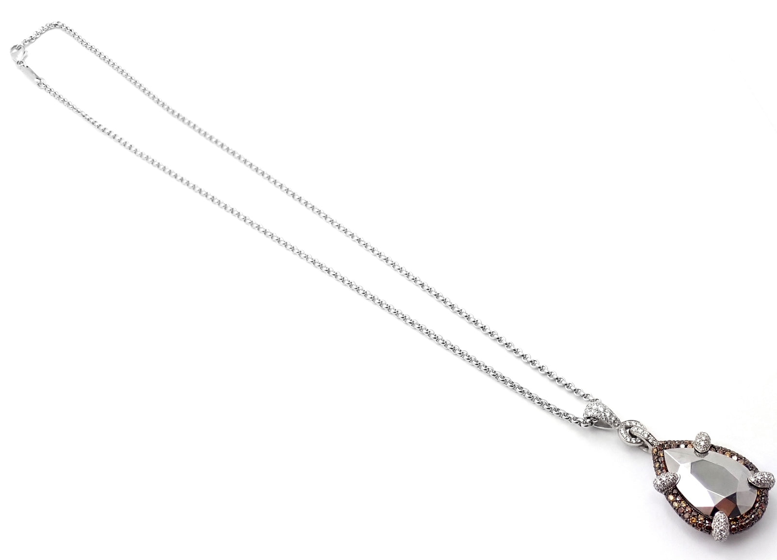 Authentic! Chopard Golden Diamonds 18k White Gold Diamond Chrome Stone Necklace | Fortrove