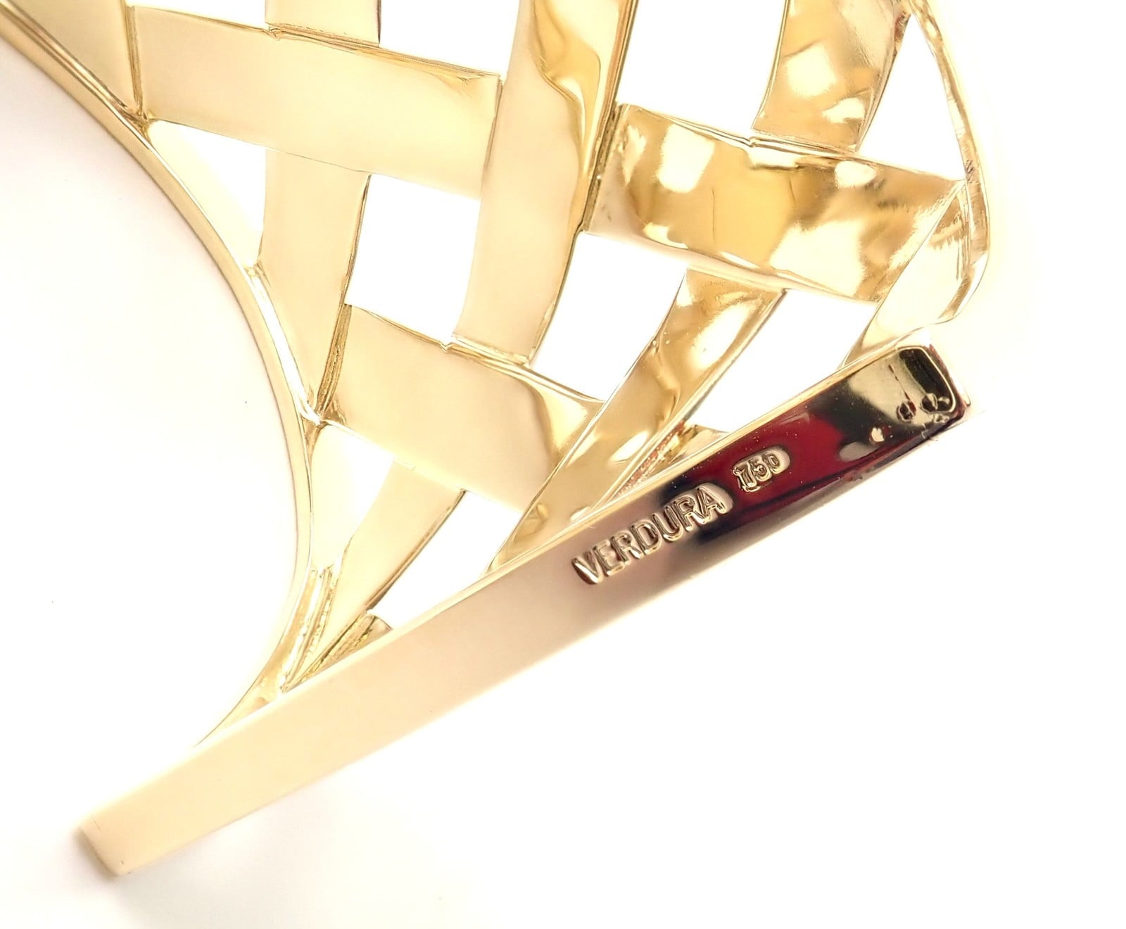 Verdura Jewelry & Watches:Fine Jewelry:Bracelets & Charms Authentic Verdura 18k Yellow Gold Criss Cross Wide Cuff Bracelet