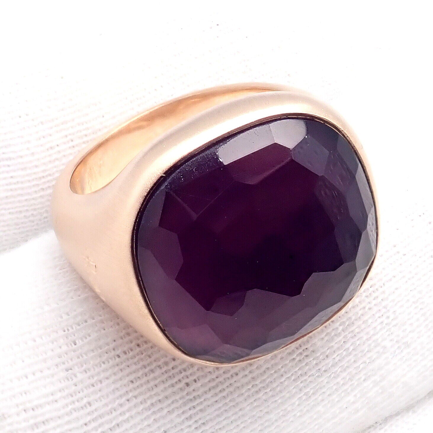 Authentic! Pomellato 18k Rose Gold Large Faceted Amethyst Victoria Ring sz 6.5 | Fortrove