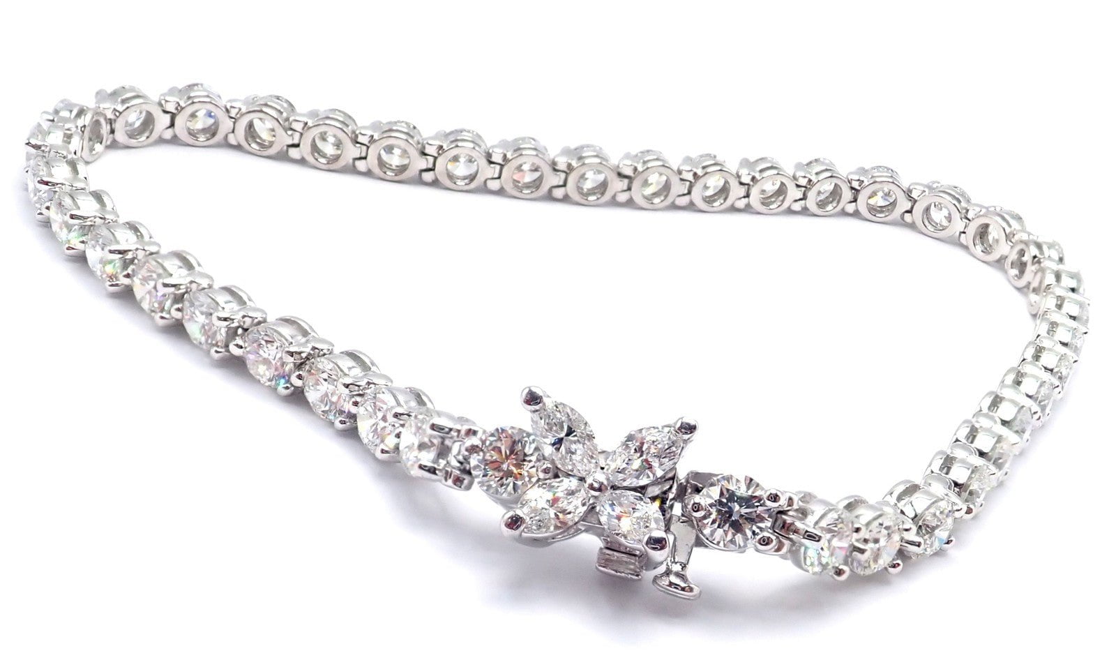 Authentic! Tiffany & Co Victoria Platinum 6.53ct Diamond Line Tennis Bracelet | Fortrove