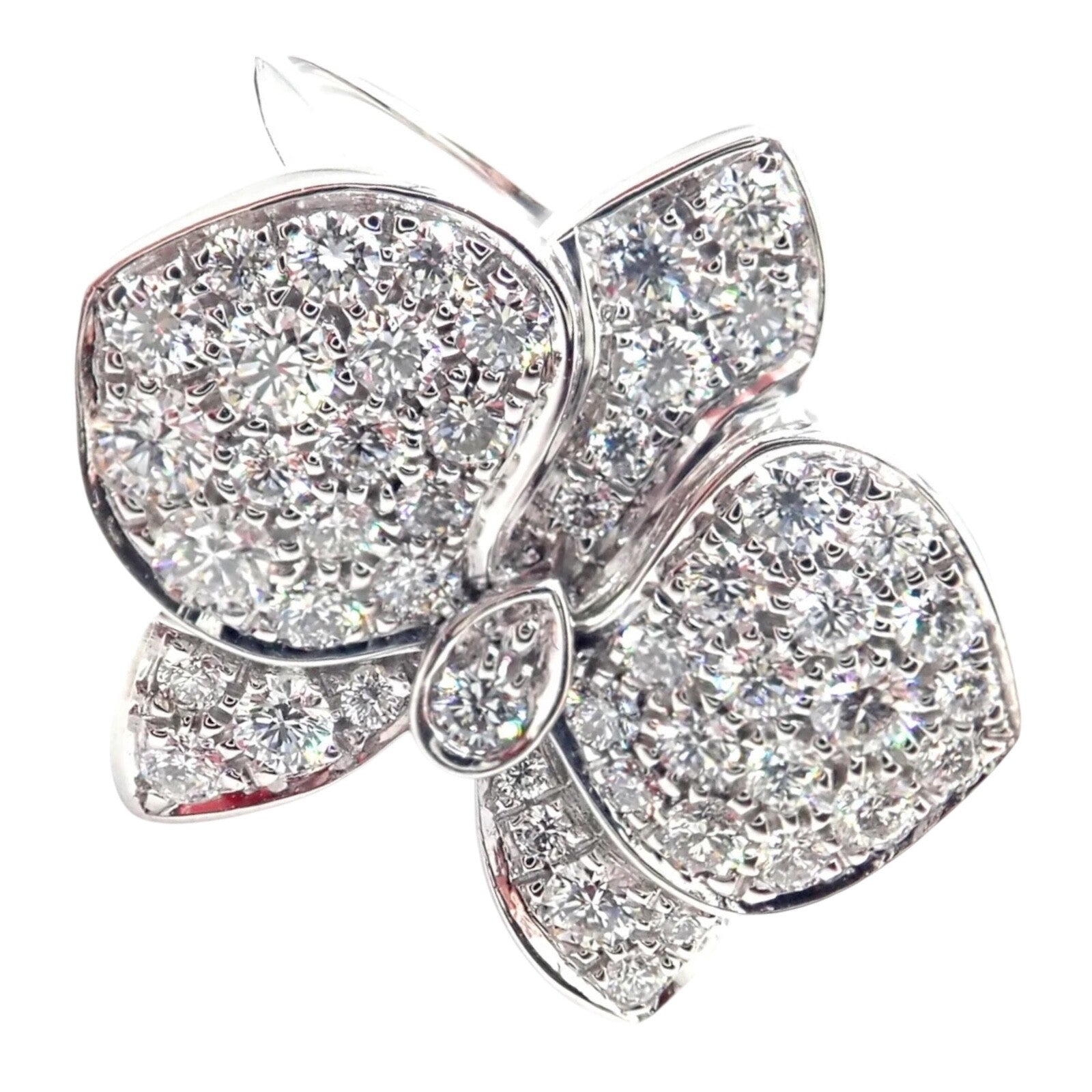 Authentic! Cartier Caresse D'orchidées Orchid Flower 18k White Gold Diamond Ring | Fortrove