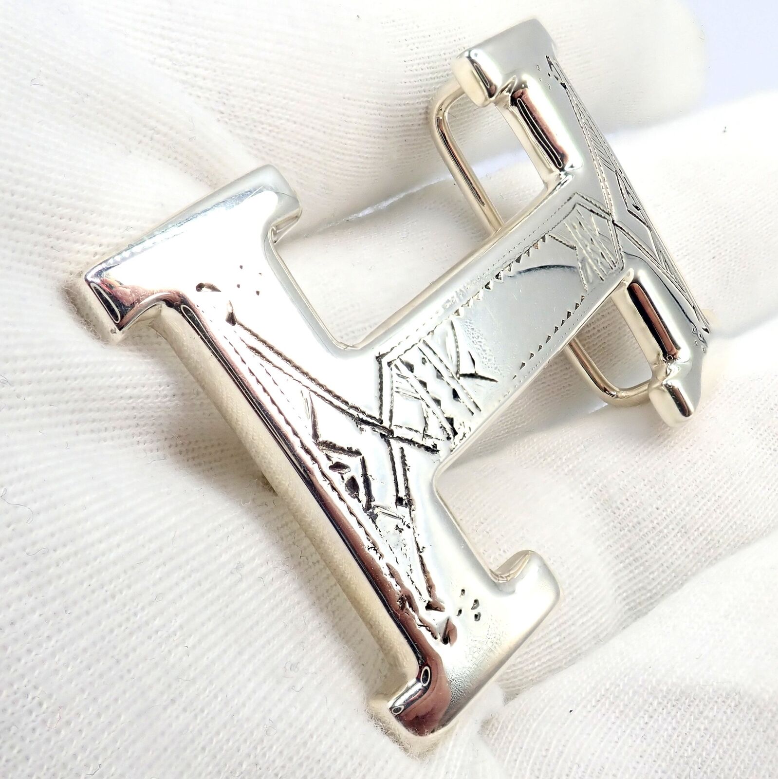 Rare! Hermes Silver Signature Classic Large H Belt Buckle 32m | Fortrove