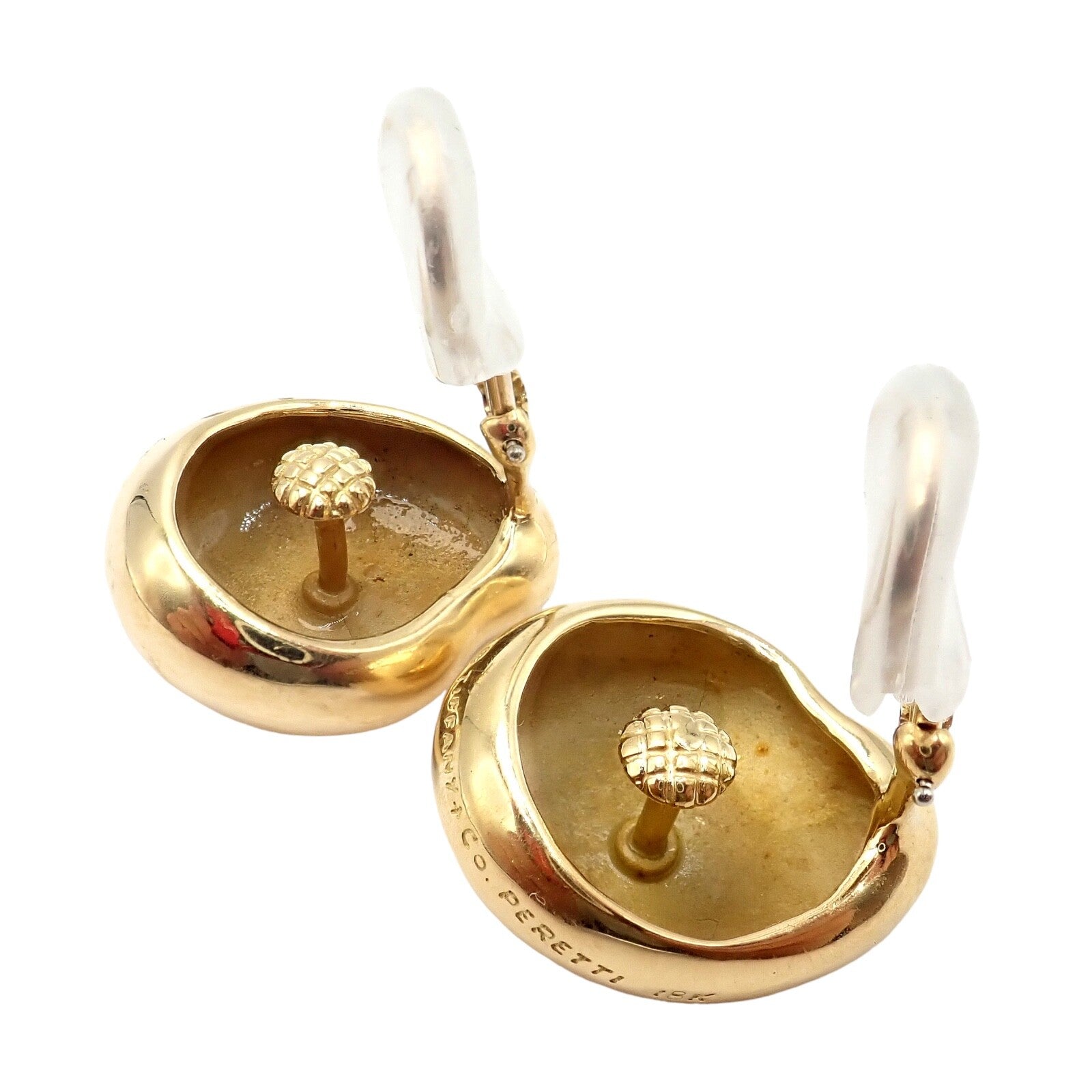 Authentic Tiffany & Co Peretti 18k Yellow Gold Extra Large Thumbprint Earrings | Fortrove