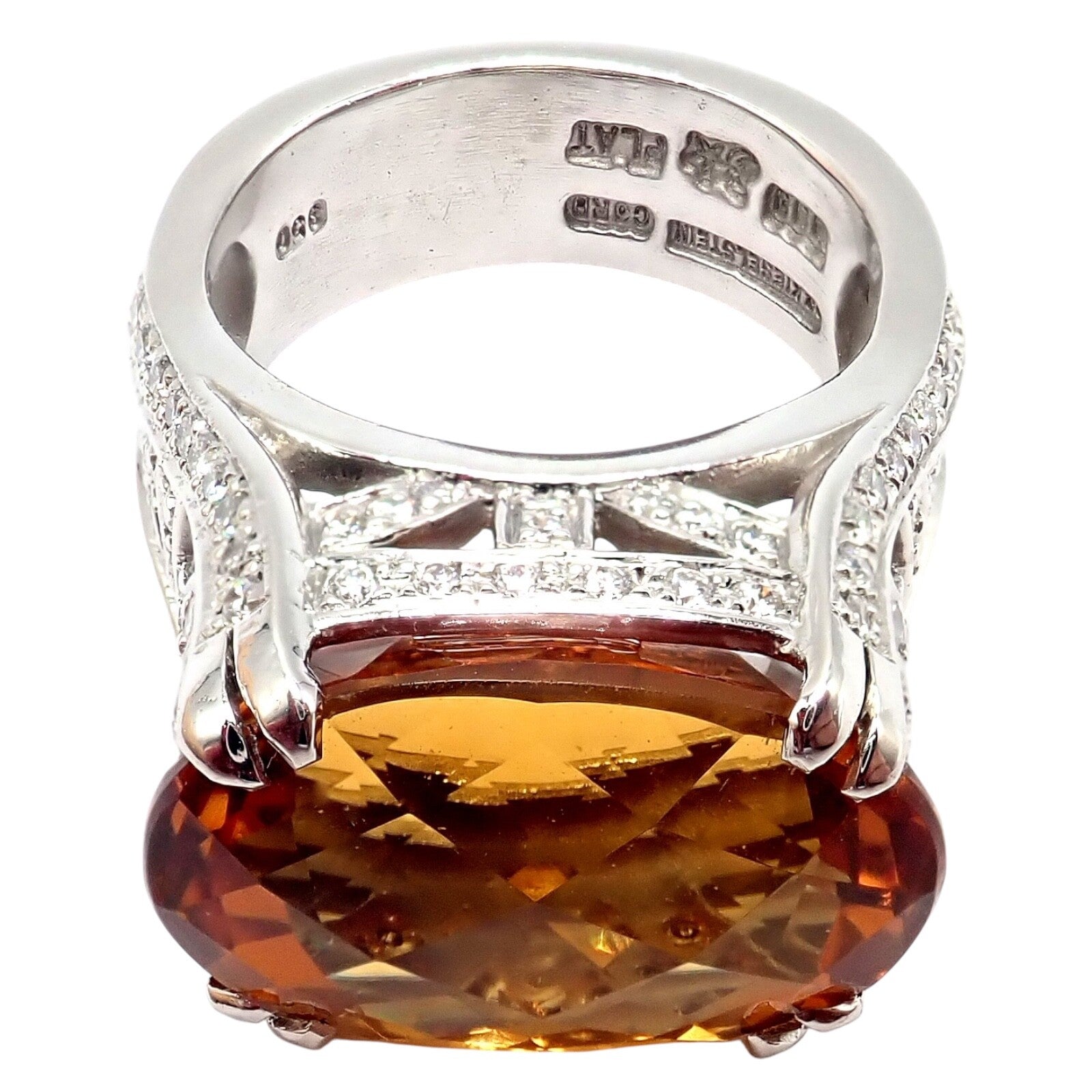 Kieselstein Cord Platinum 2.5ct Diamond Golden Citrine Cockatil Ring 1999 sz 6.5 | Fortrove