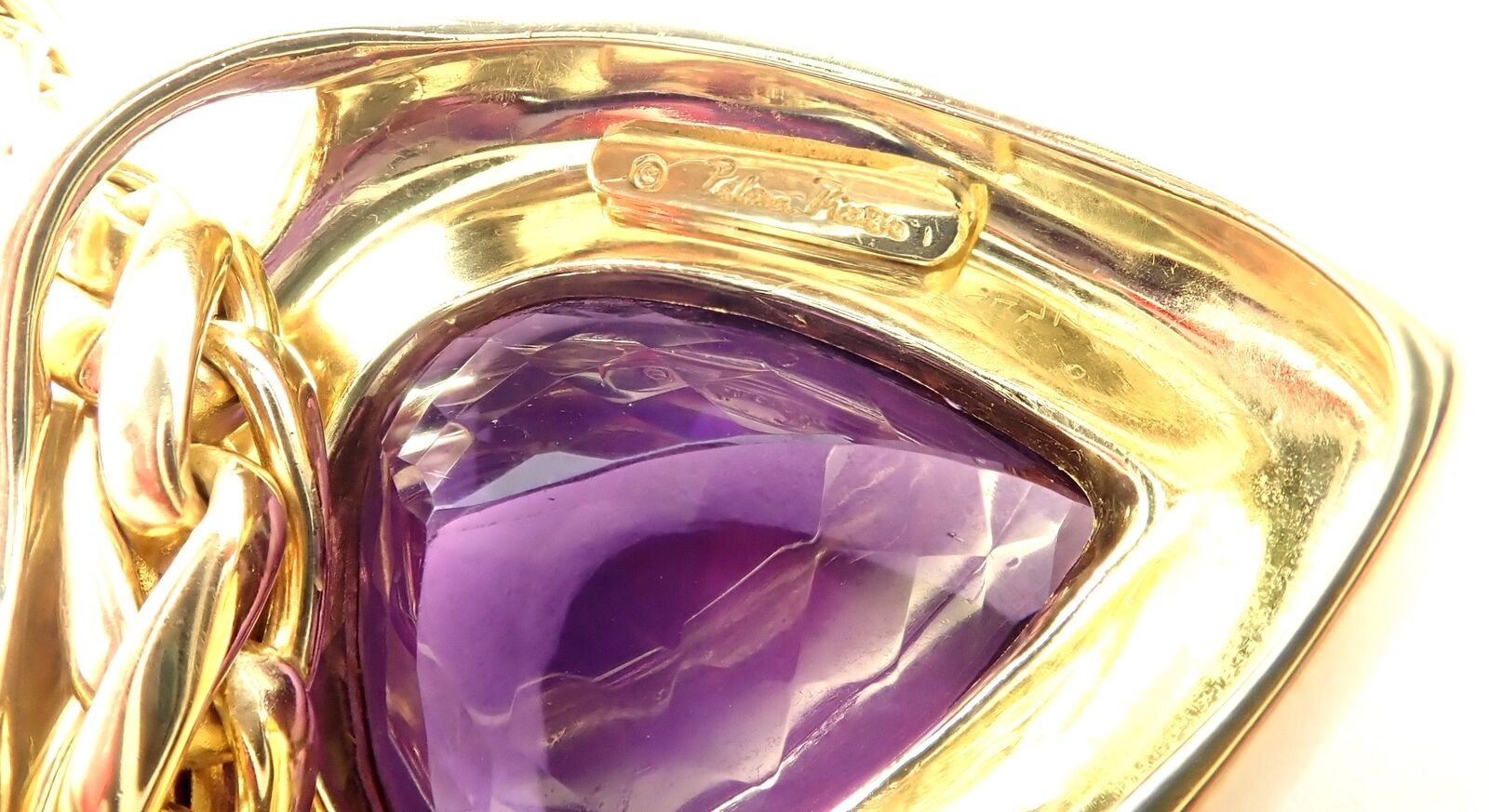 Authentic! Tiffany & Co Paloma Picasso 18k Gold Large Amethyst Pendant Necklace | Fortrove