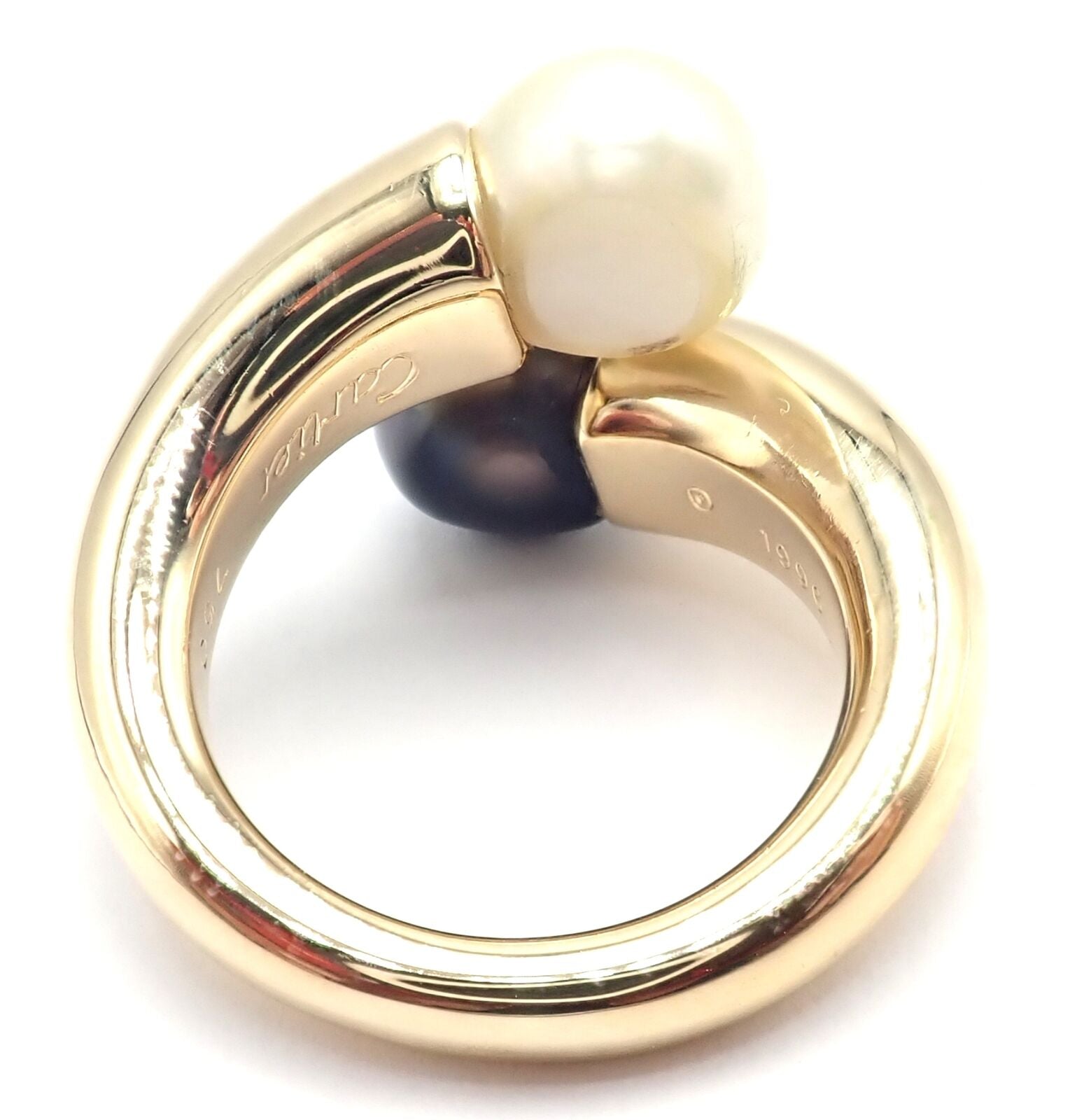 Cartier Jewelry & Watches:Fine Jewelry:Rings Authentic! Cartier Toi Et Moi 18k Yellow Gold White Black Pearl Bypass Band Ring