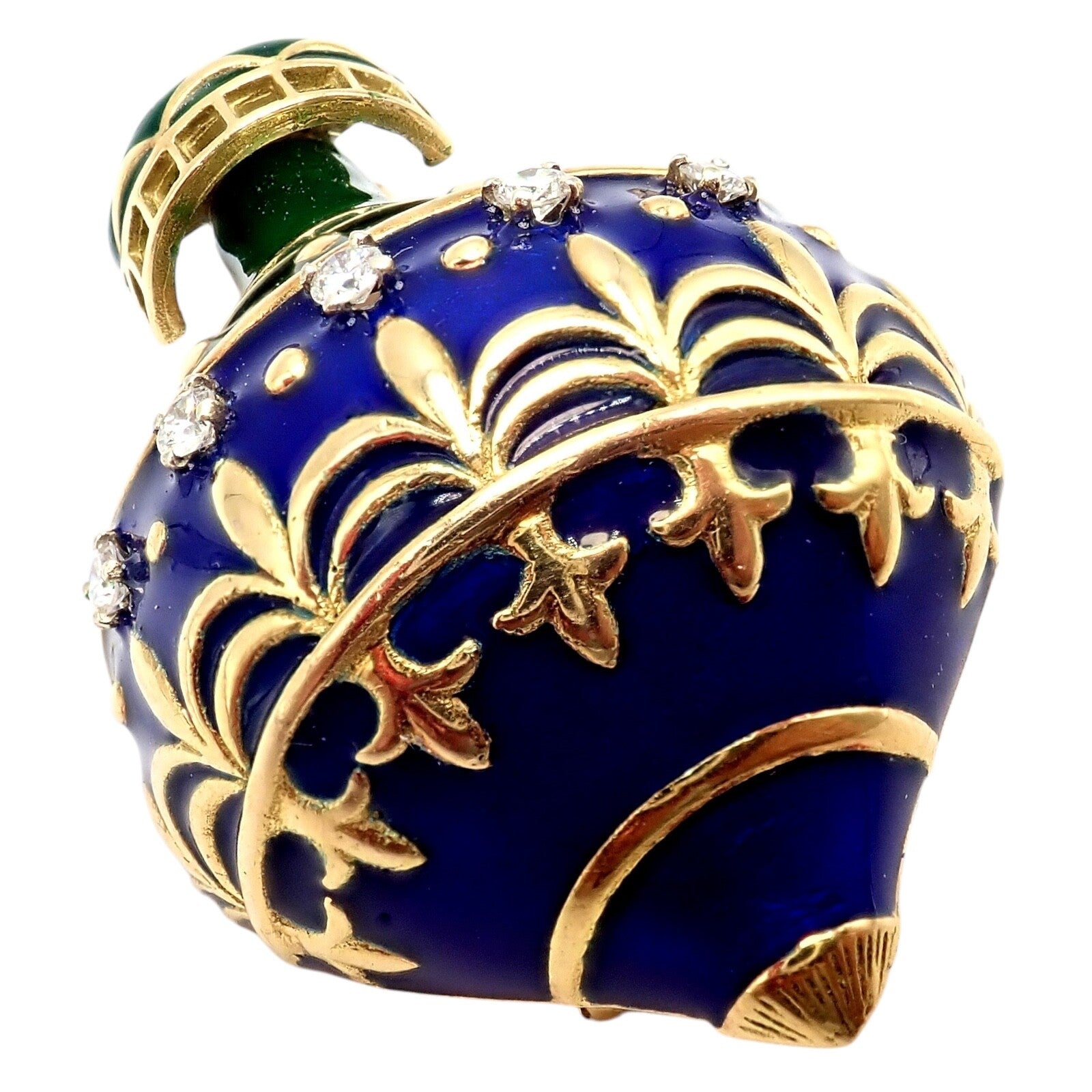 Dior Jewelry & Watches:Fine Jewelry:Brooches & Pins Authentic! Christian Dior 18k Yellow Gold Diamond Enamel Jules Verne Pin Brooch