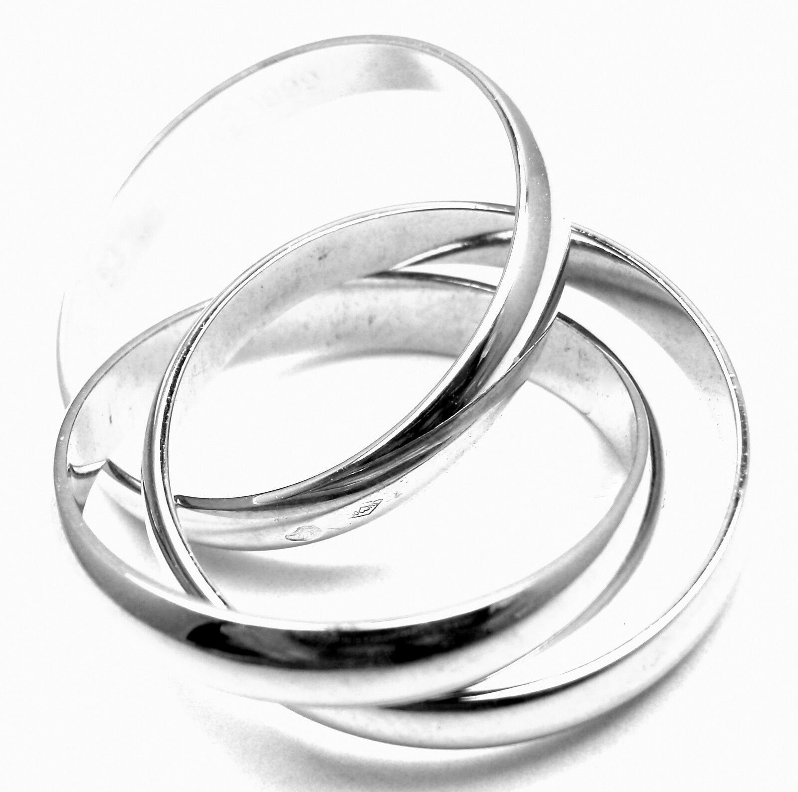 Authentic! Cartier 18k White Gold Trinity Band Ring Size 53 US 6 1/4 | Fortrove