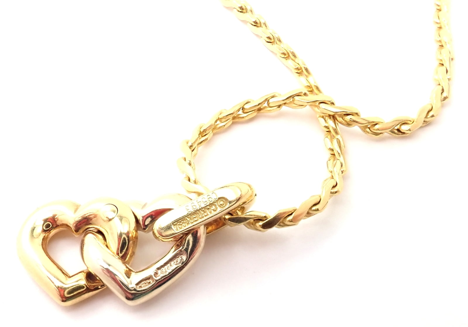 Cartier Jewelry & Watches:Fine Jewelry:Necklaces & Pendants Authentic! Cartier 18k Yellow White Gold Double Heart Pendant S Chain Necklace
