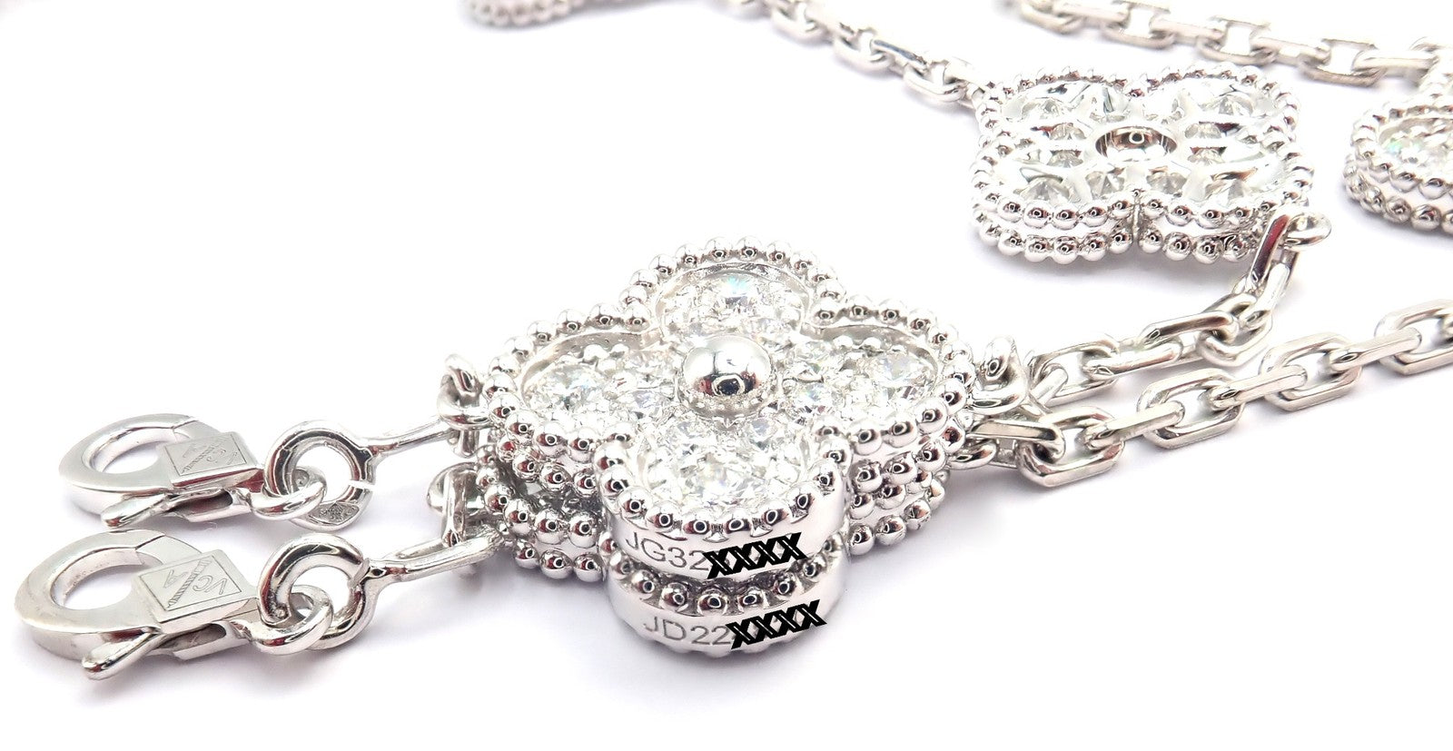 Van Cleef & Arpels 18k Gold Vintage Alhambra Diamond Necklace Bracelet Set Cert. | Fortrove