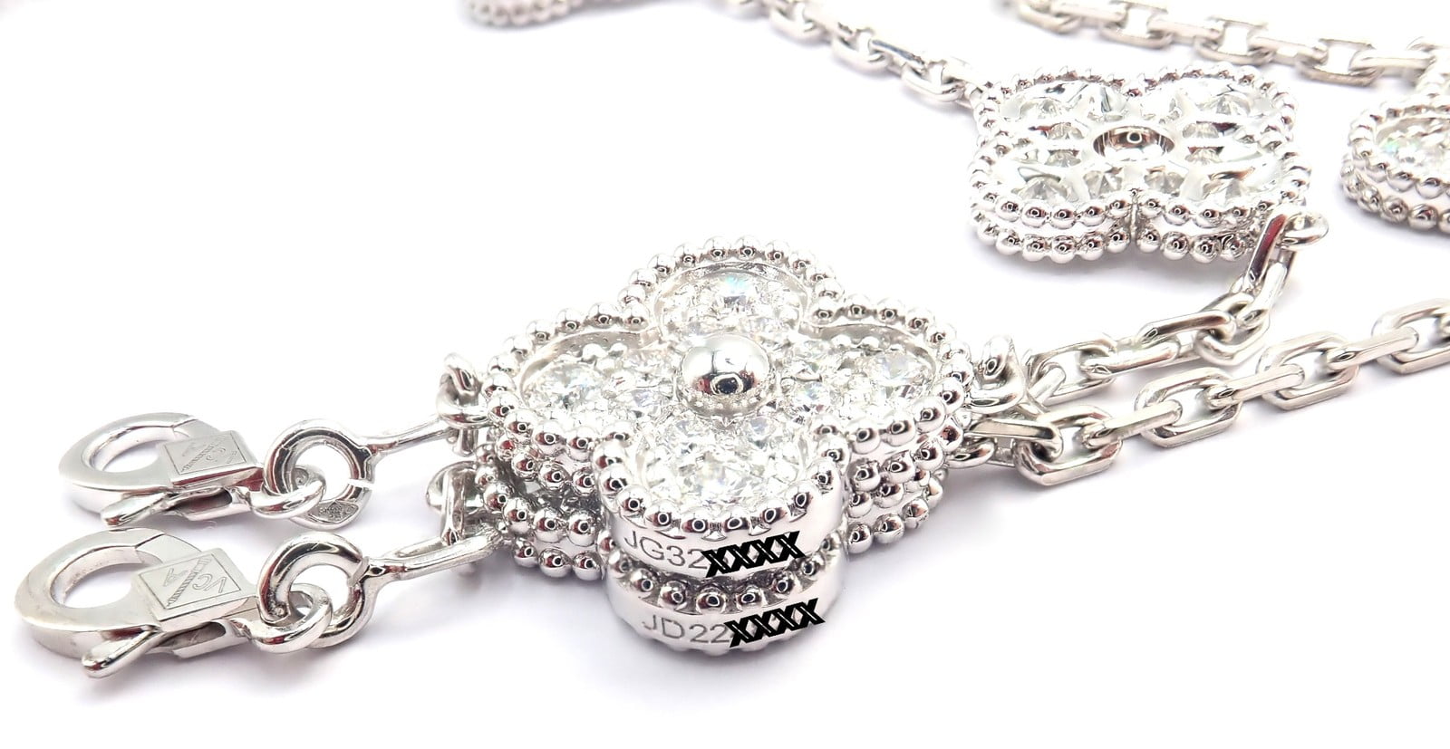 Van Cleef & Arpels Jewelry & Watches:Fine Jewelry:Jewelry Sets Van Cleef & Arpels 18k Gold Vintage Alhambra Diamond Necklace Bracelet Set Cert.