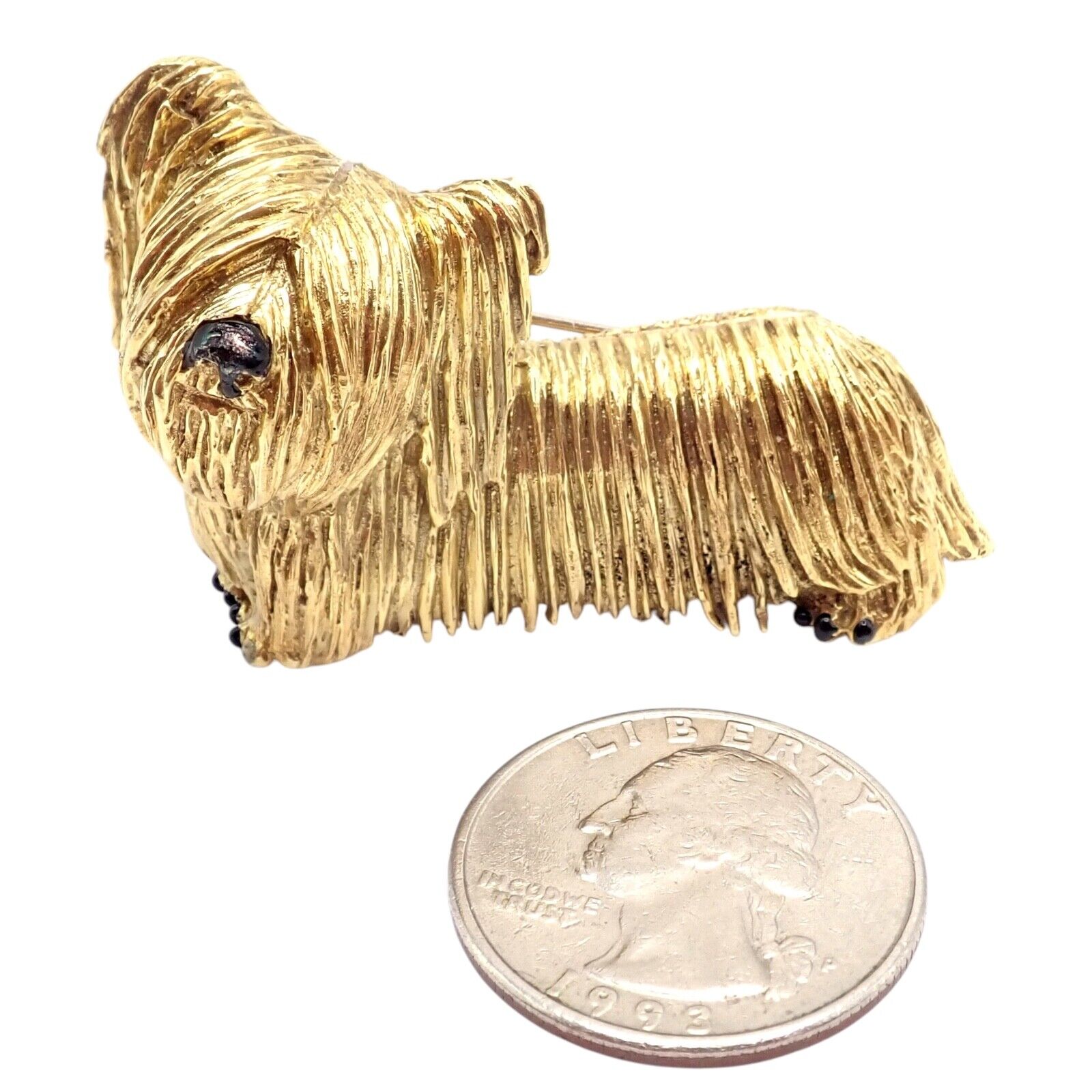 Rare! Vintage Tiffany & Co 18k Yellow Gold Enamel Dog Terrier Brooch Pin 1960's | Fortrove