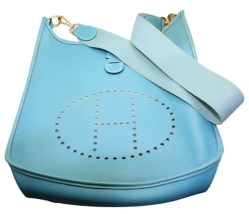 Hermes Clothing, Shoes & Accessories:Women:Women's Bags & Handbags Authentic! Hermes Evelyne Blue Jean Clemence Leather GM Handbag Purse