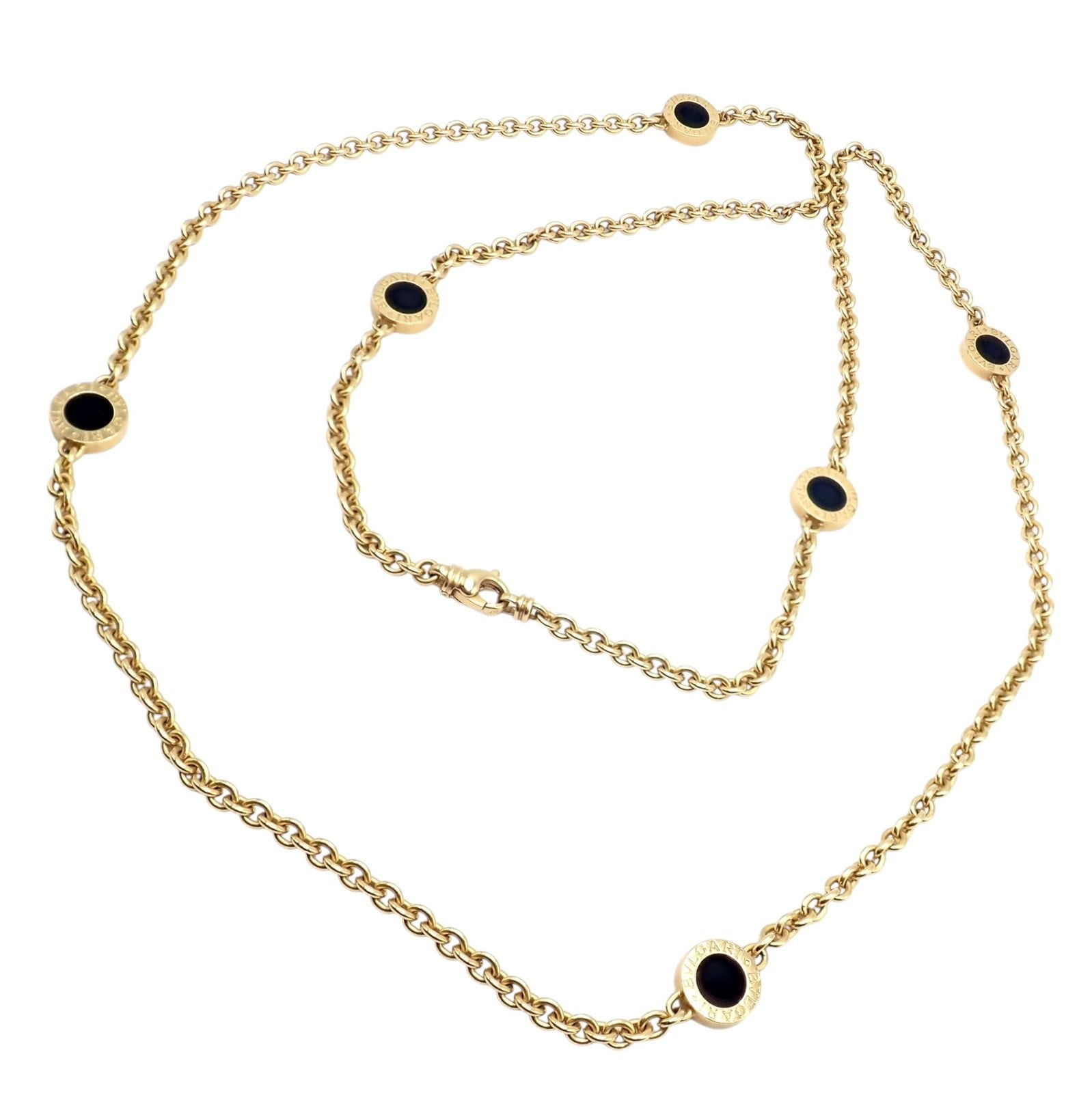 Bvlgari Jewelry & Watches:Fine Jewelry:Necklaces & Pendants Authentic! Bvlgari Bulgari 18k Yellow Gold Onyx 29.5" Long Signature Necklace