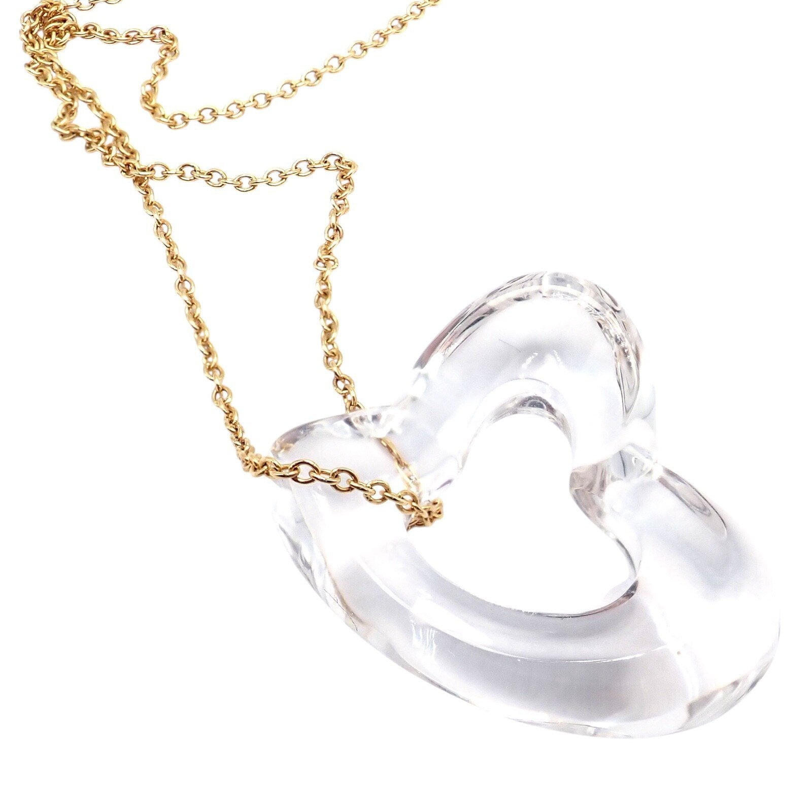Tiffany & Co. Jewelry & Watches:Fine Jewelry:Necklaces & Pendants Tiffany & Co Peretti 18k Yellow Gold Large Open Heart Rock Crystal Necklace