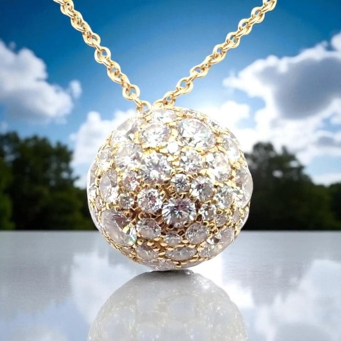 Tiffany & Co. Jewelry & Watches:Fine Jewelry:Necklaces & Pendants Authentic! Tiffany & Co 18k Yellow Gold Hardware Diamond Ball Pendant Necklace
