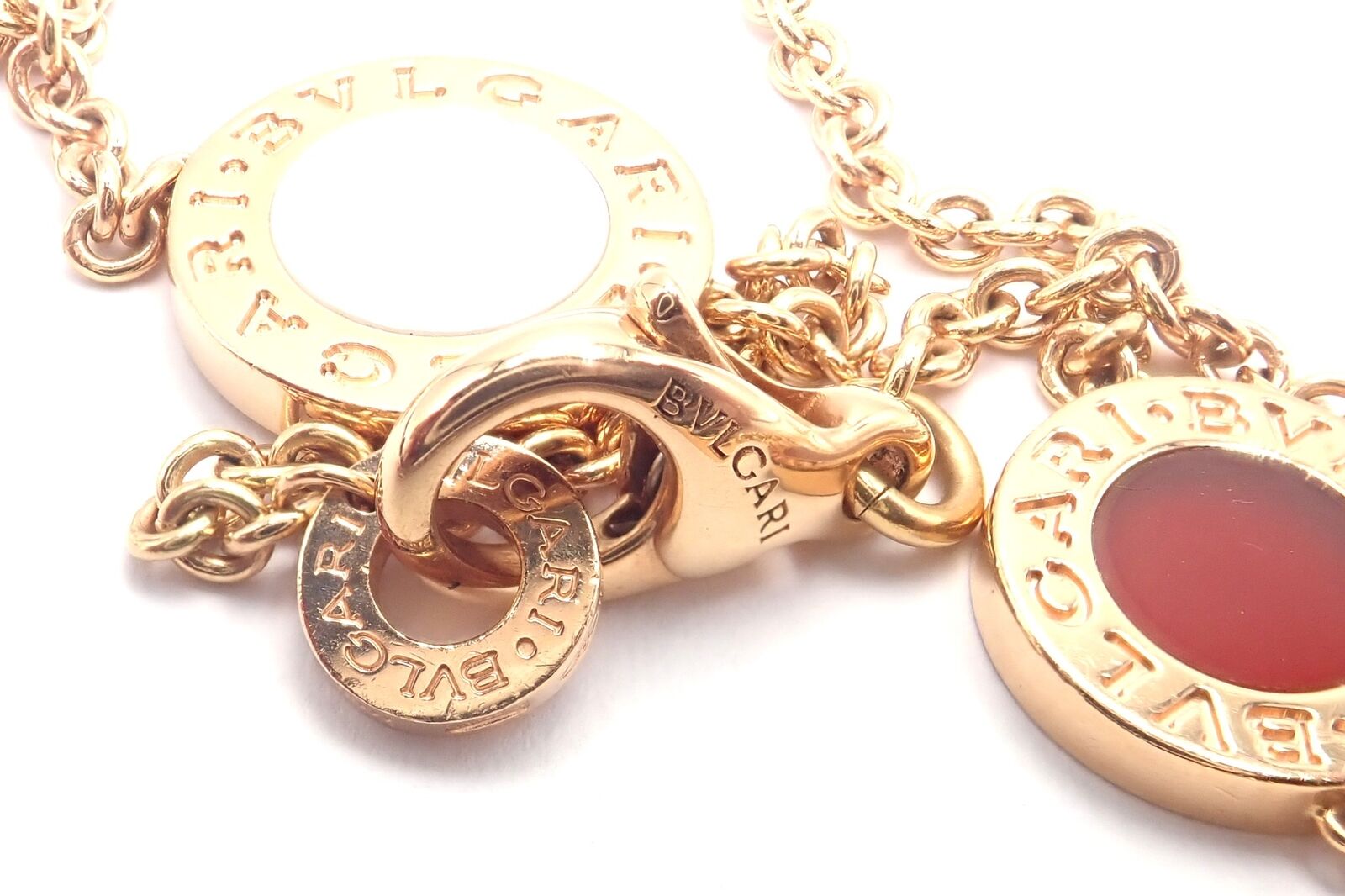 Authentic! Bvlgari Bulgari 18k Rose Gold Multi Gemstone 38" Long Necklace | Fortrove