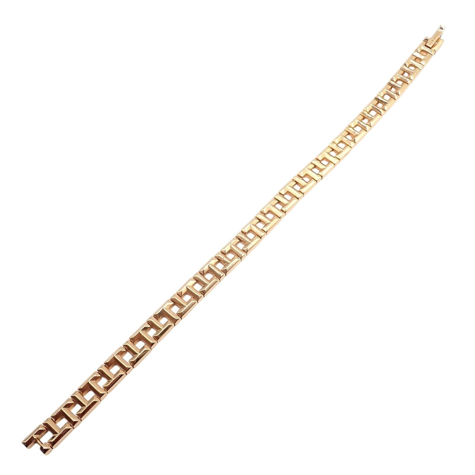 Authentic! Tiffany & Co 18k Rose Gold T Chain Link Bracelet | Fortrove