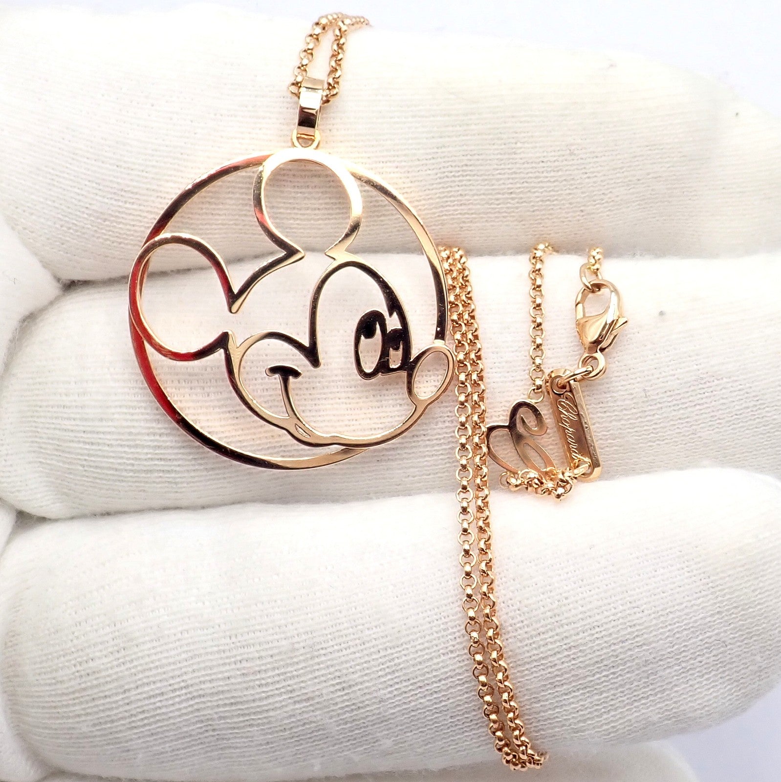 Rare! Chopard Disney World 18k Rose Gold Mickey Mouse Necklace | Fortrove