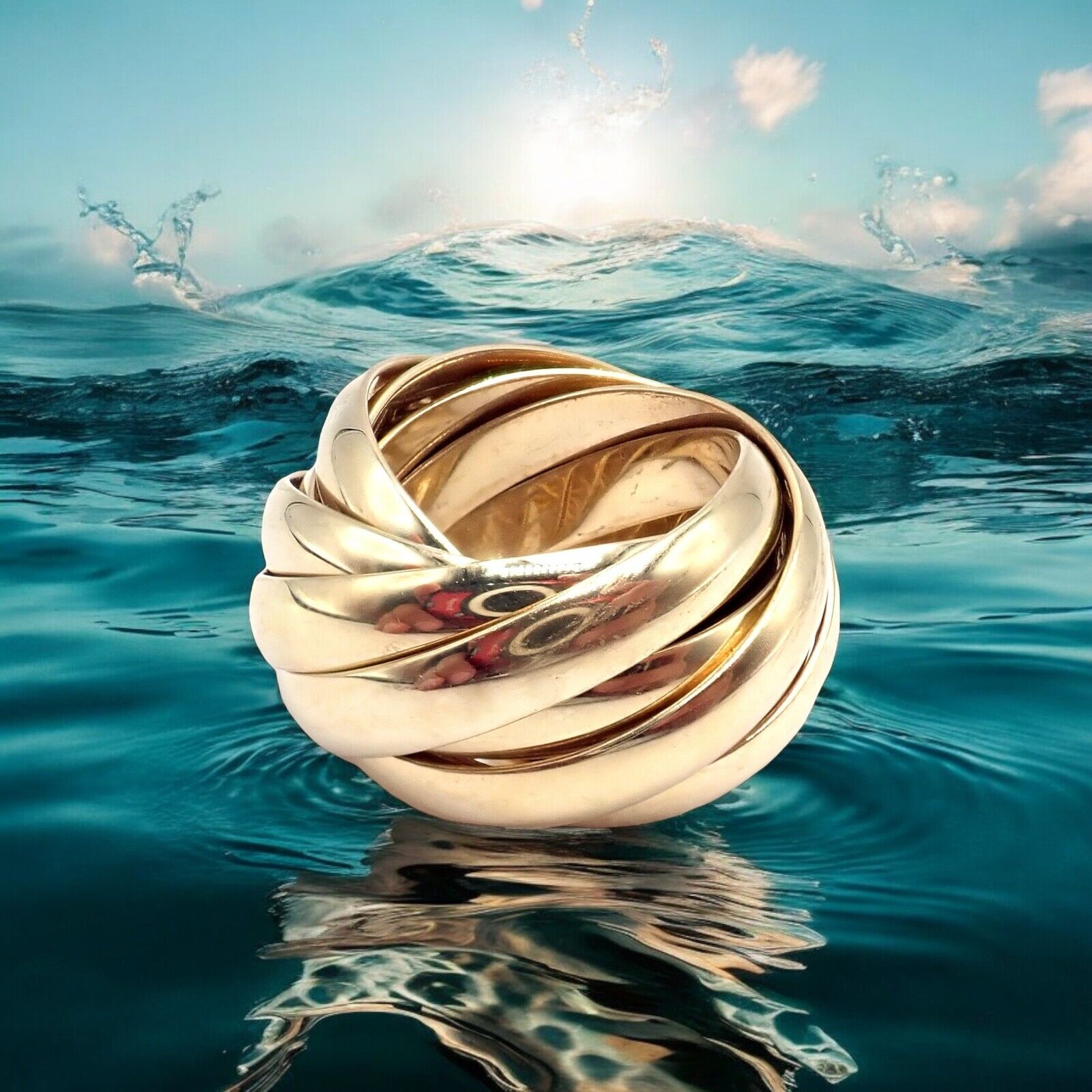 Authentic! Tiffany & Co 18k Yellow Gold 9 Row Melody Calife Picasso Ring sz 5 | Fortrove