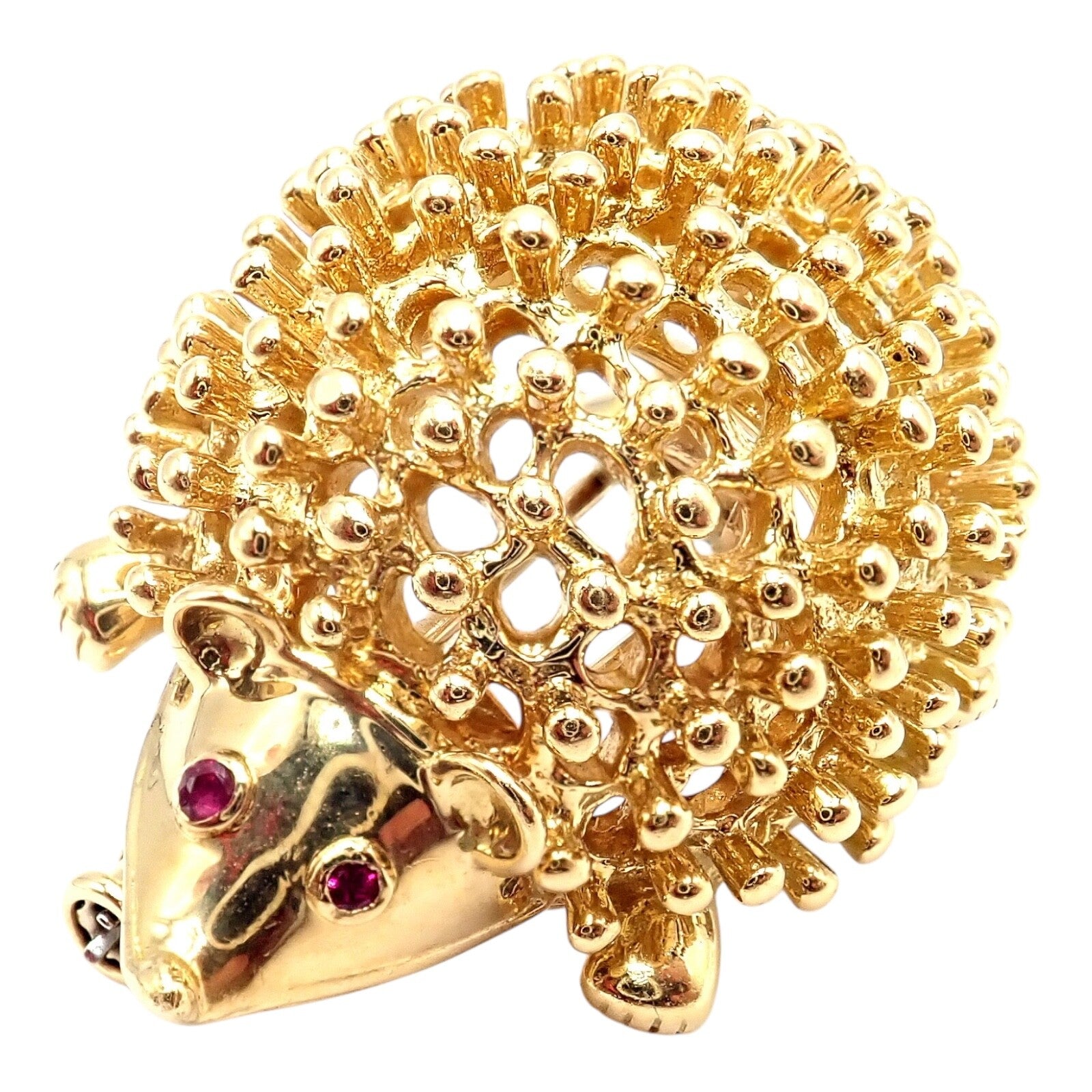 Vintage! Tiffany & Co Schlumberger 18k Yellow Gold Hedgehog Ruby Brooch Pin | Fortrove