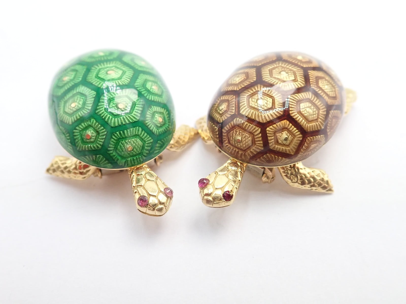 Boucheron Jewelry & Watches:Fine Jewelry:Brooches & Pins Vintage! Boucheron France 18k Yellow Gold Enamel Set Of Two Turtle Brooches