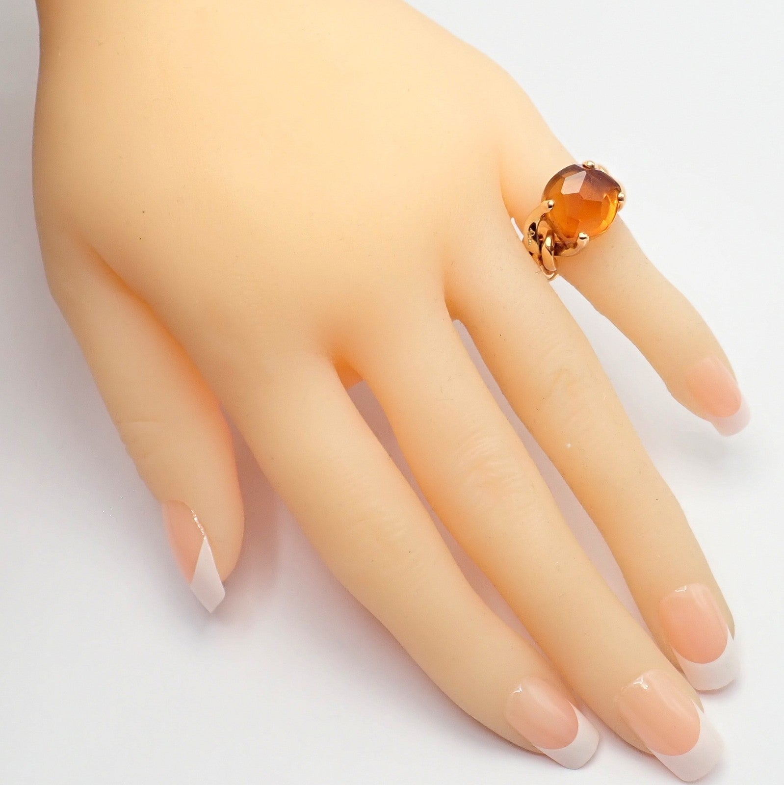 Authentic! Pomellato 18k Yellow Gold Lola Madiera Curb Link Citrine Ring Sz 5 | Fortrove