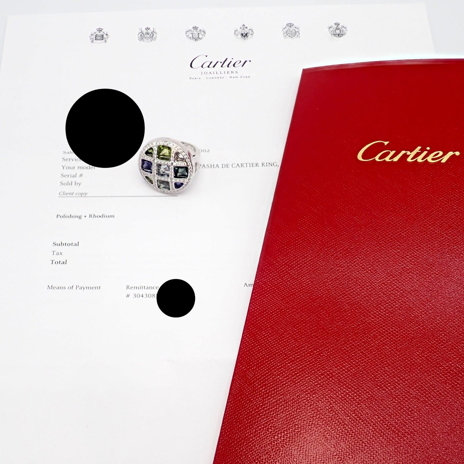 Cartier Pasha 18k White Gold Diamond Color Stone Ring Box + Papers sz 6 52 | Fortrove